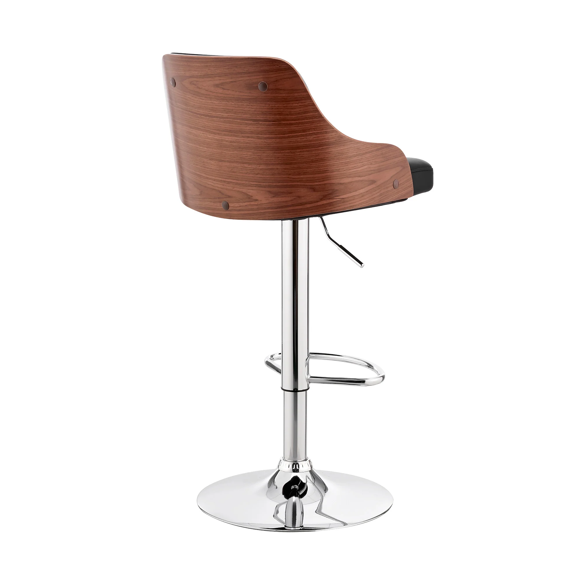 Black Faux Leather Adjustable Modern Bar Stool By Homeroots - Image 5