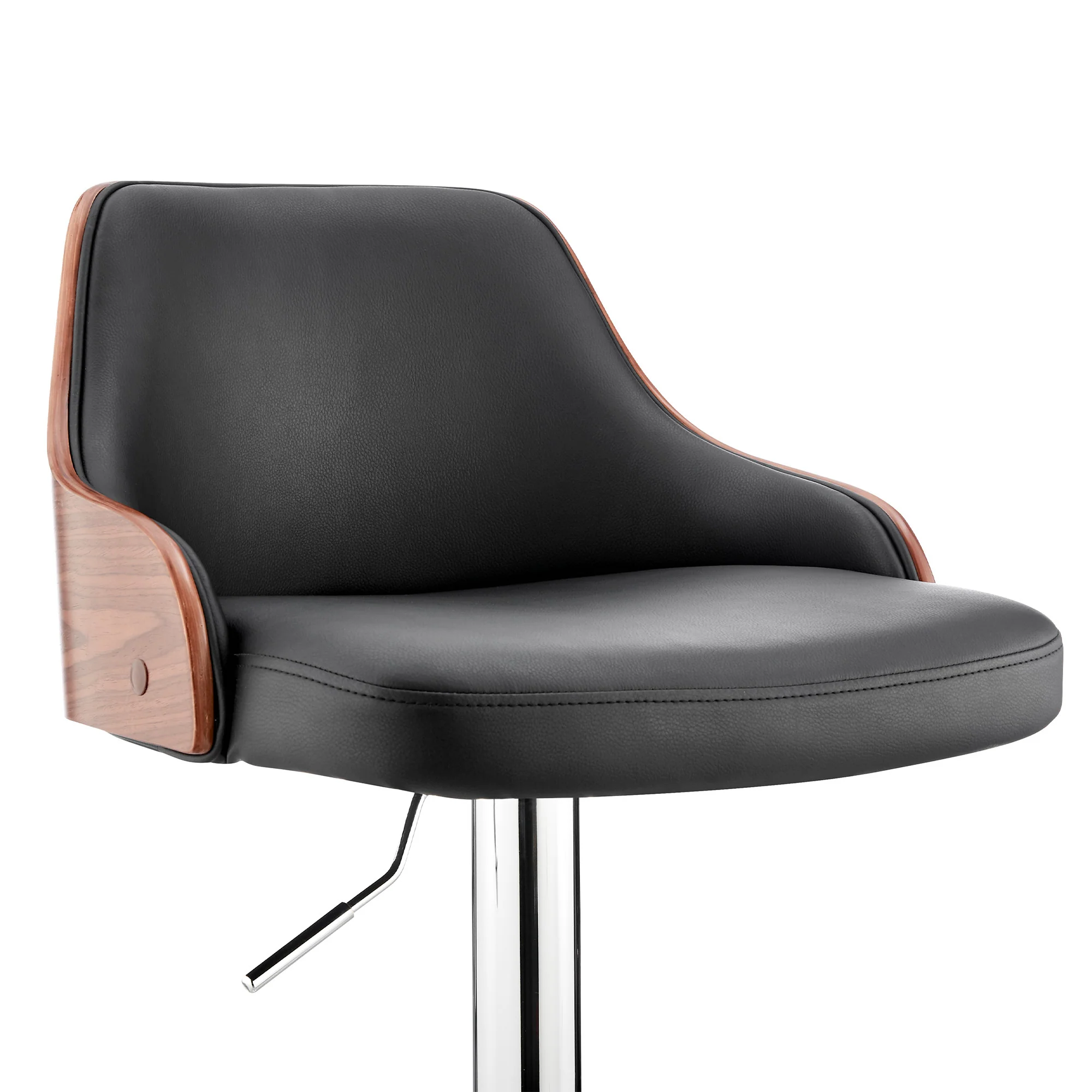 Black Faux Leather Adjustable Modern Bar Stool By Homeroots - Image 7