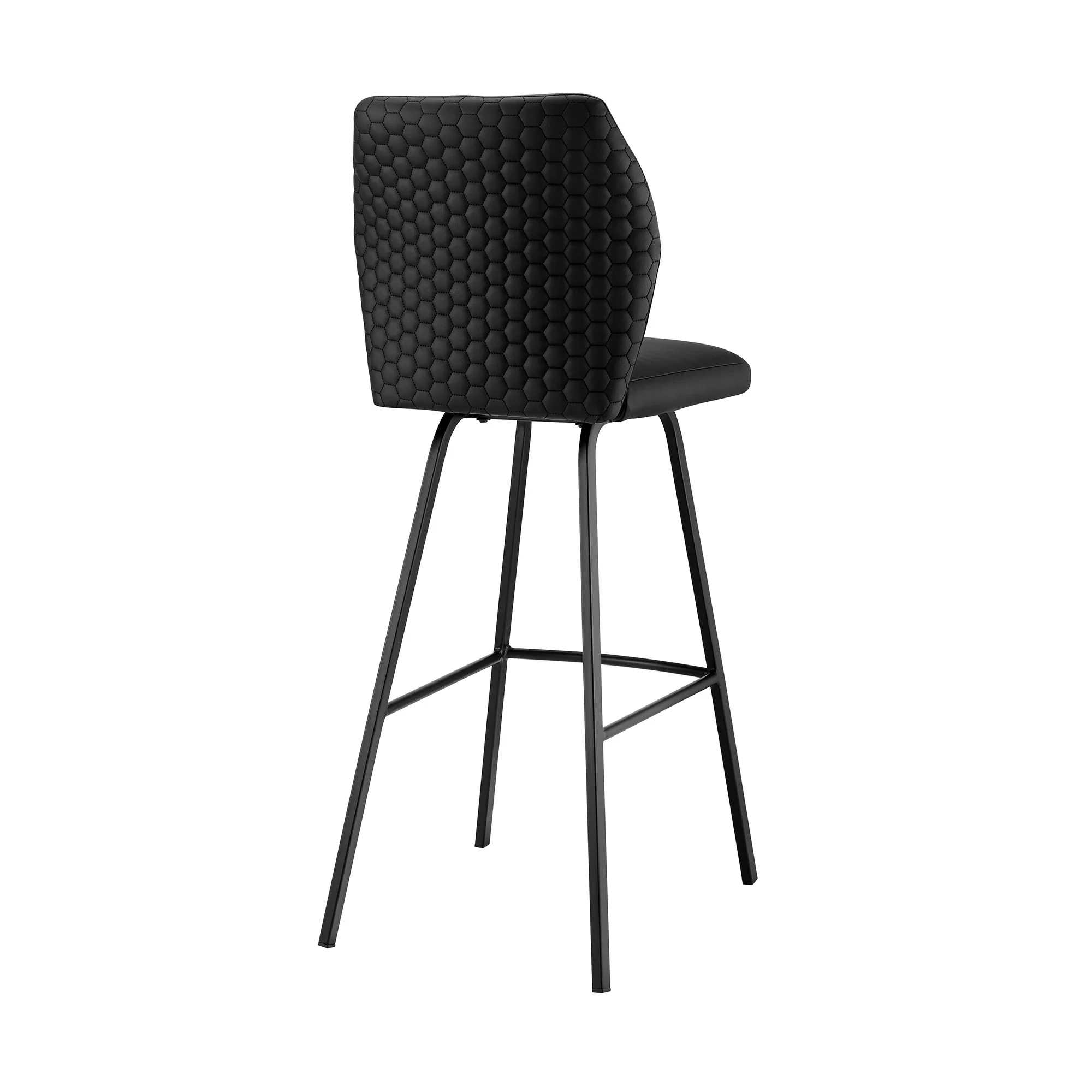 Black Faux Leather and Iron Counter Height Bar Chair By Homeroots - Image 3