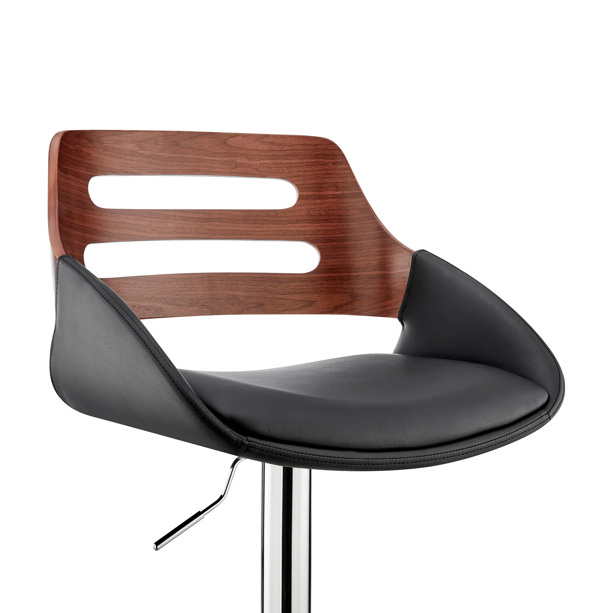 Black Faux Leather and Walnut Wood Adjustable Bar Stool By Homeroots - Image 7