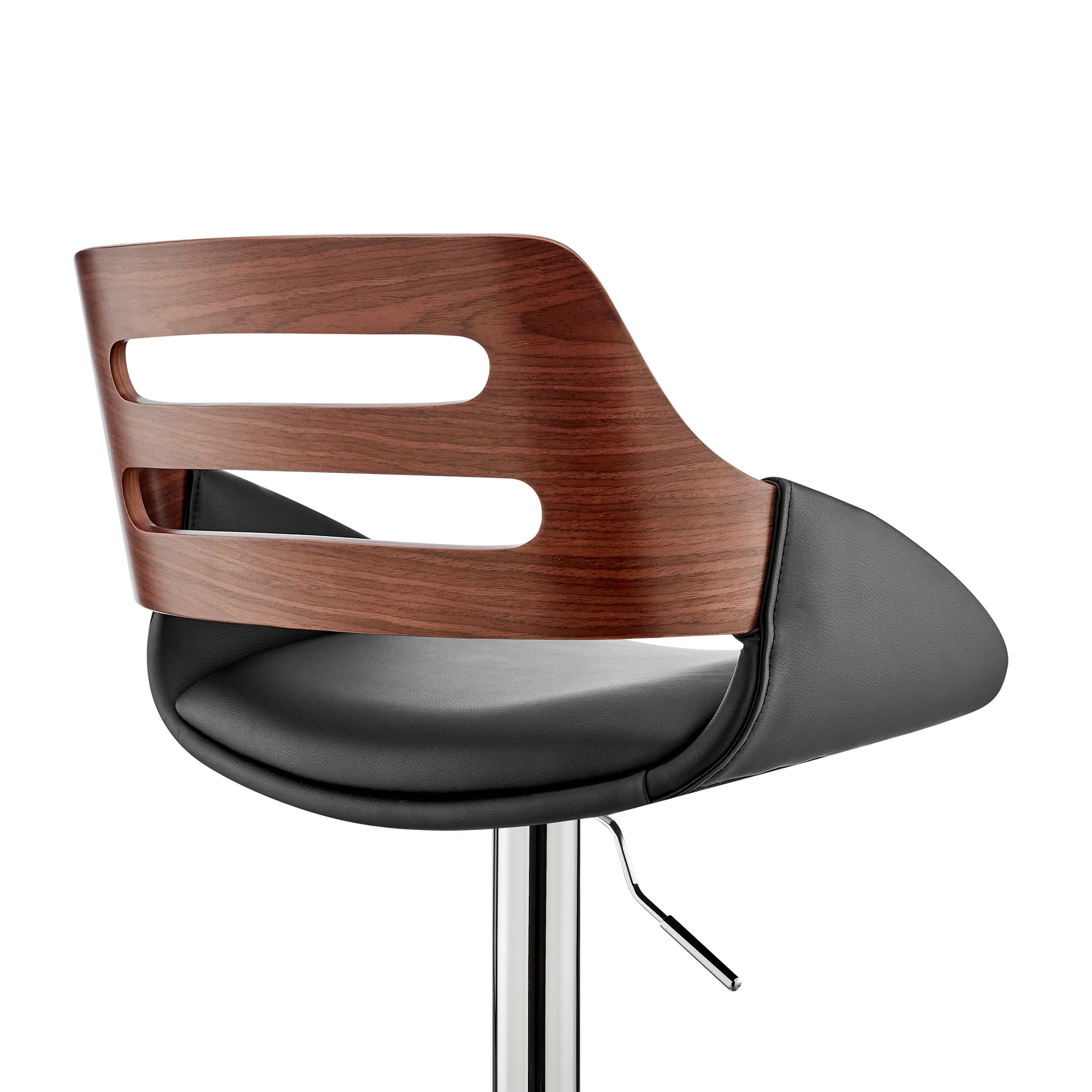 Black Faux Leather and Walnut Wood Adjustable Bar Stool By Homeroots - Image 8