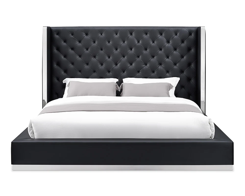 Black Faux Leather Bed King By Homeroots - Image 3