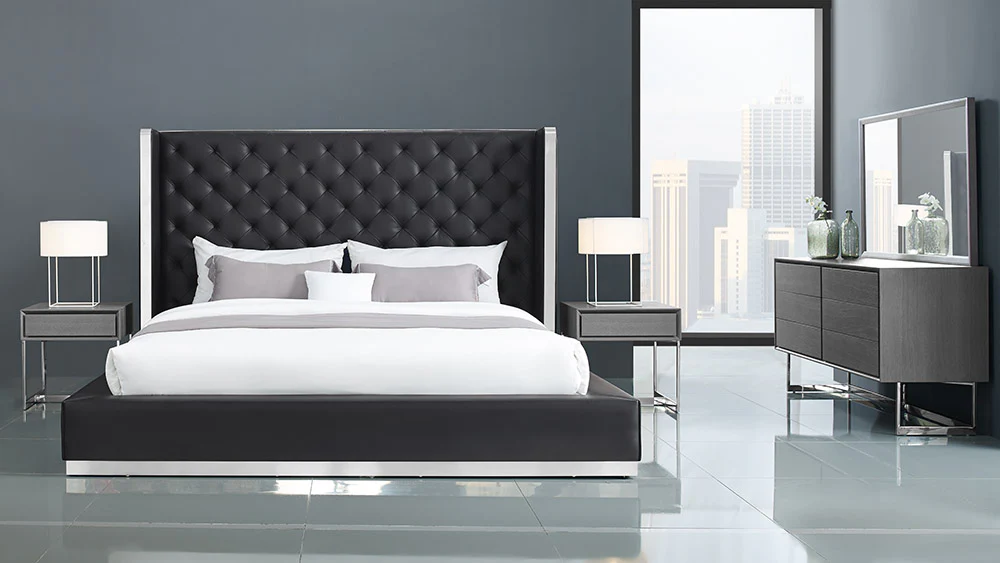Black Faux Leather Bed King By Homeroots - Image 4