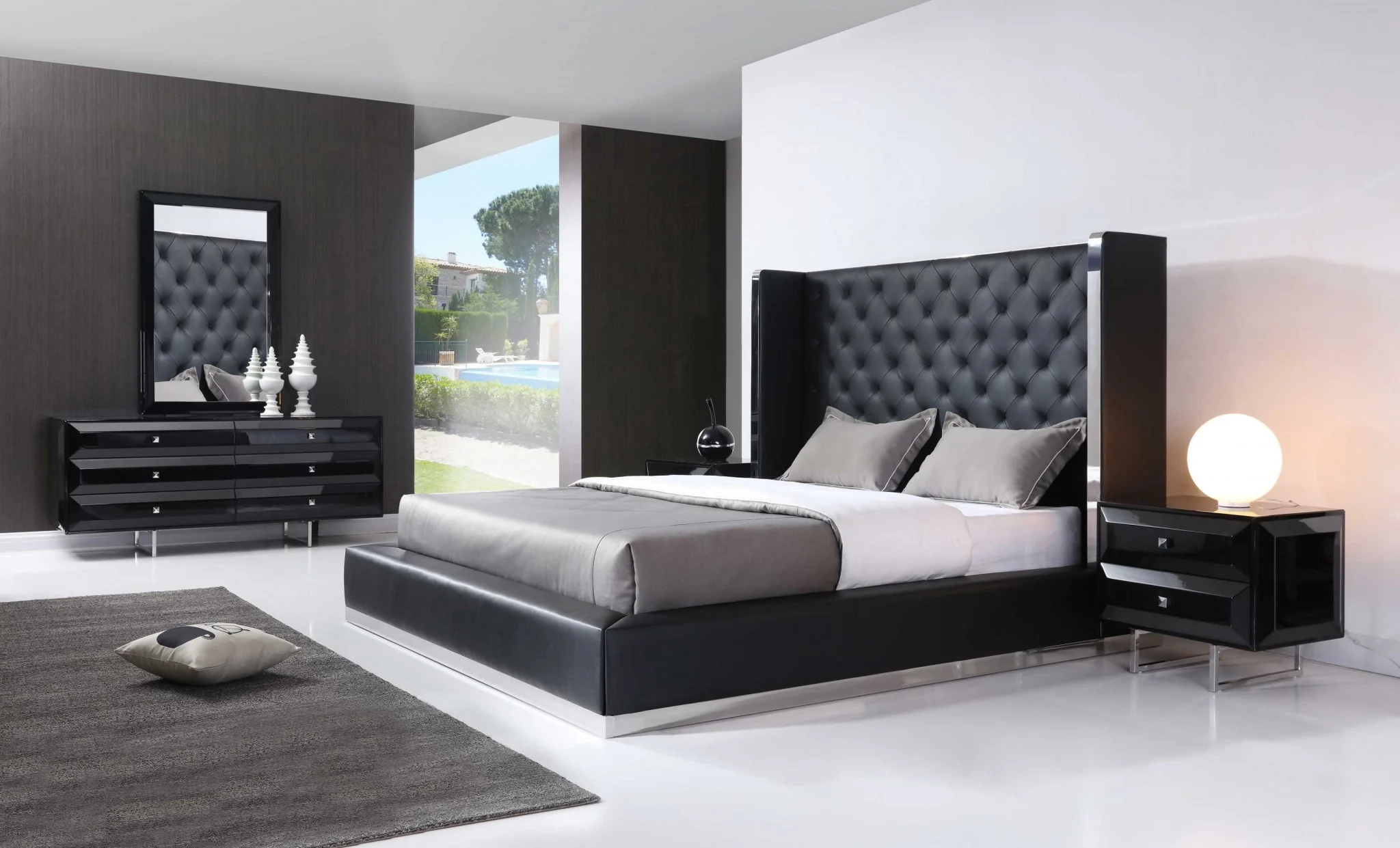 Black Faux Leather Bed King By Homeroots - Image 5