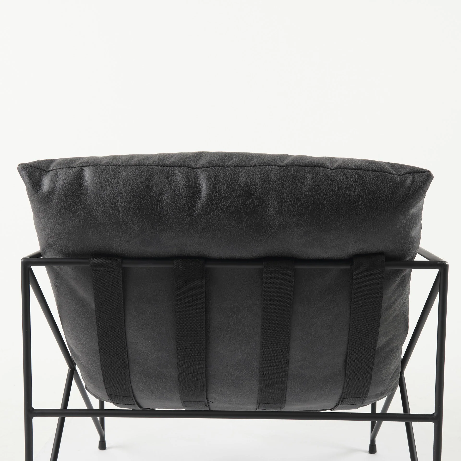 Black Faux Leather Contemporary Metal Chair By Homeroots - Image 2