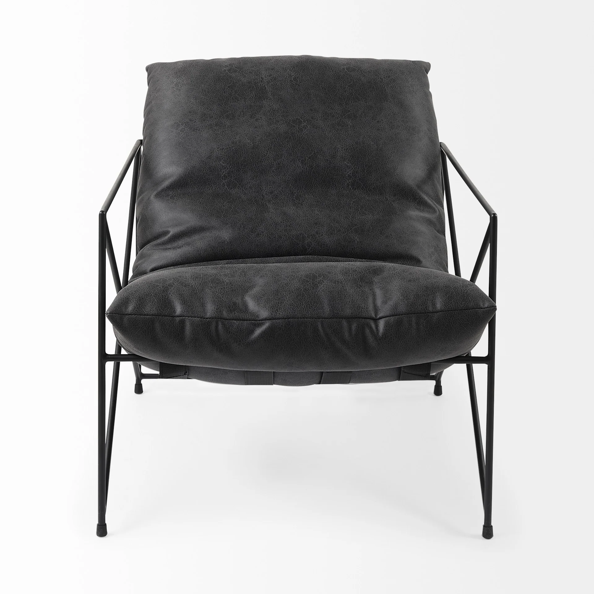 Black Faux Leather Contemporary Metal Chair By Homeroots - Image 3