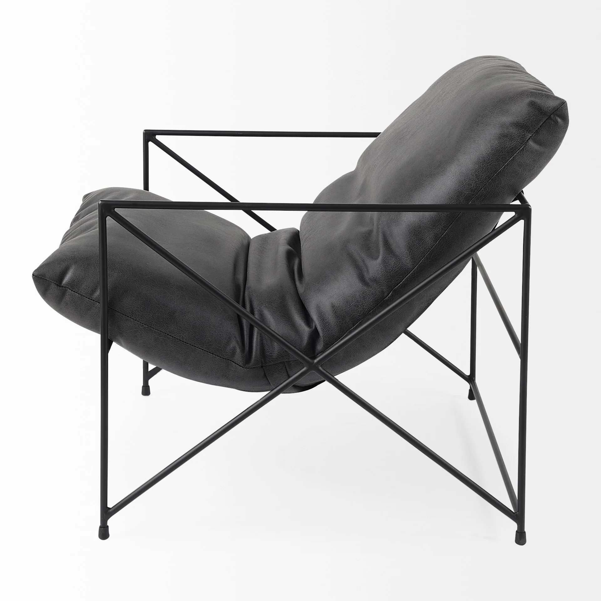 Black Faux Leather Contemporary Metal Chair By Homeroots - Image 4
