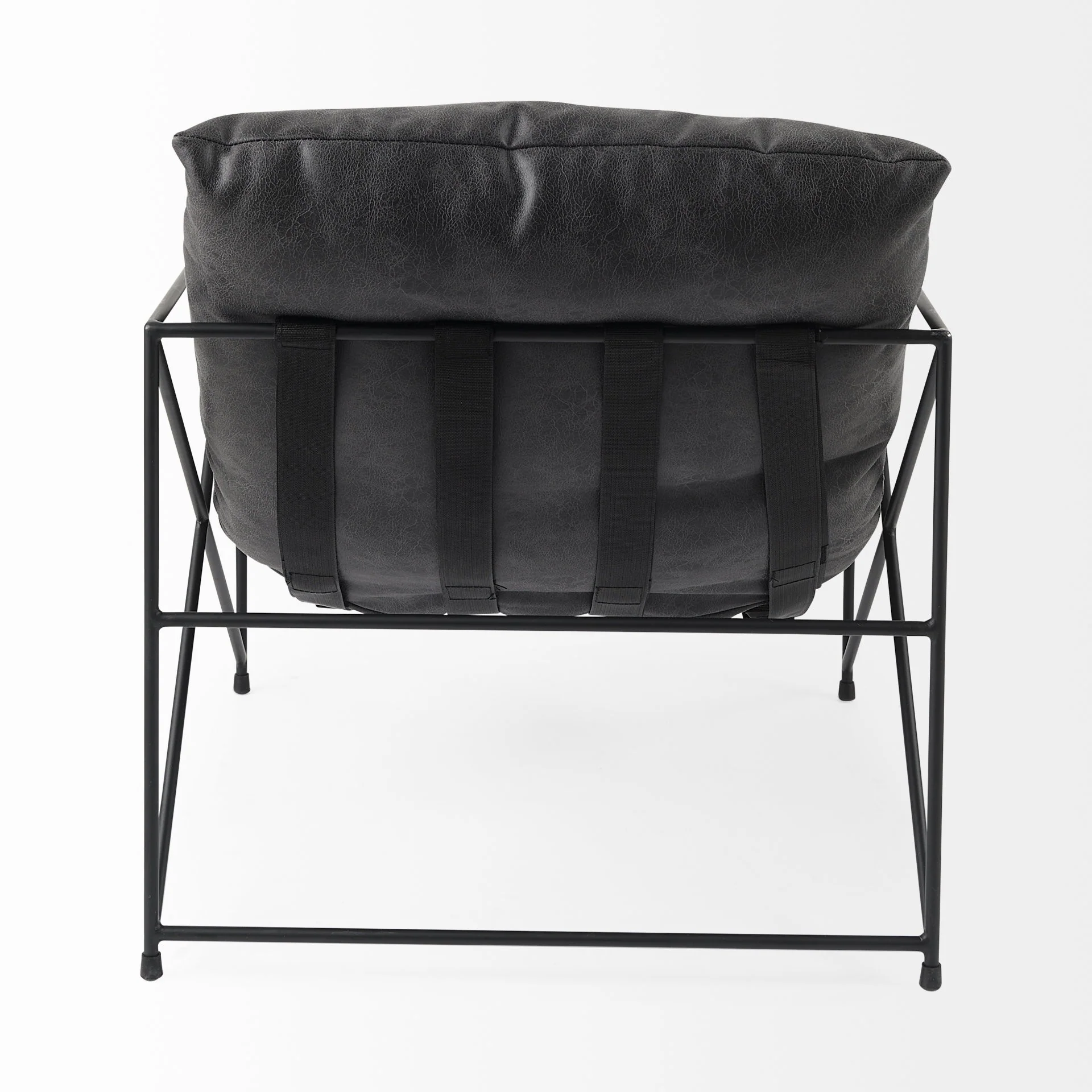 Black Faux Leather Contemporary Metal Chair By Homeroots - Image 5