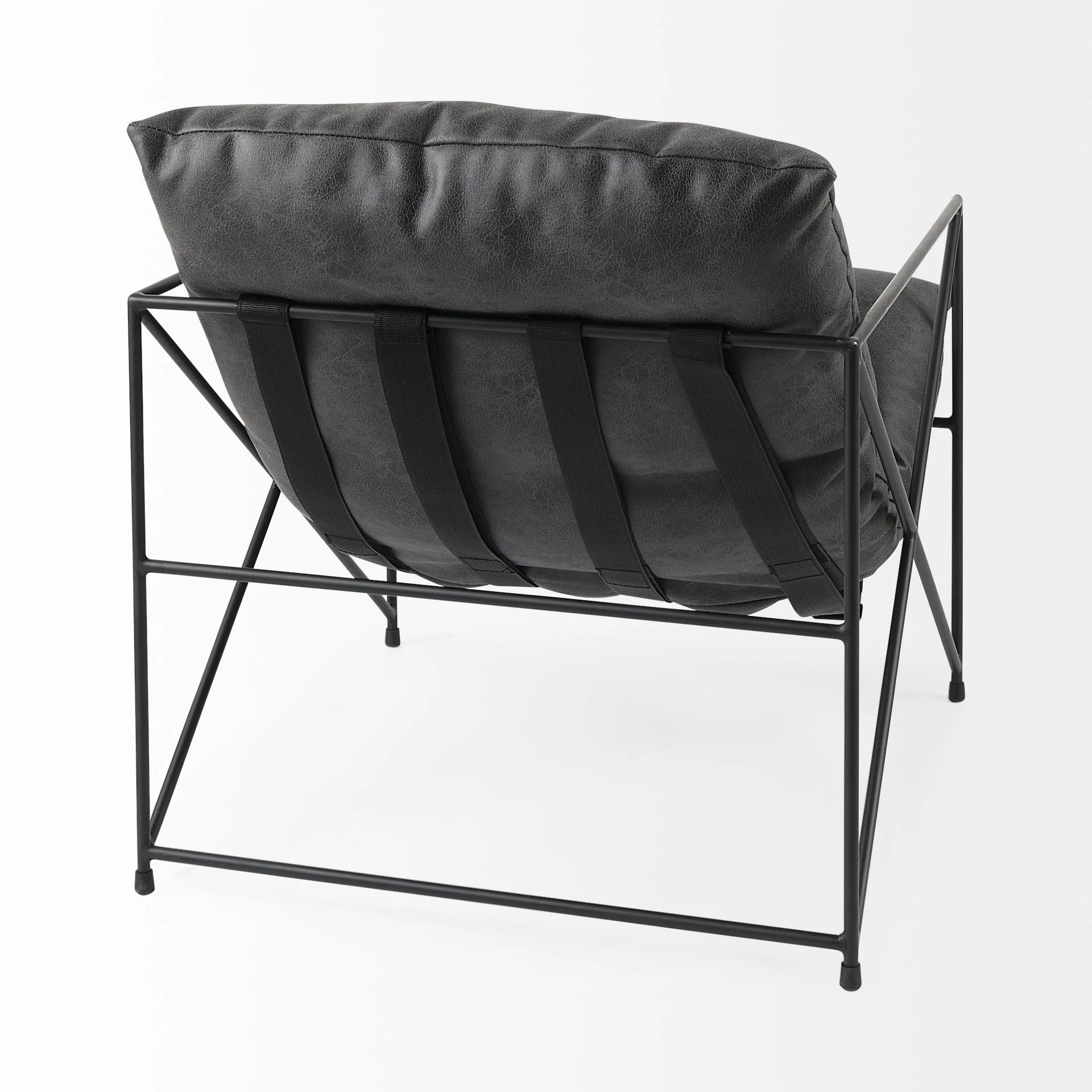 Black Faux Leather Contemporary Metal Chair By Homeroots - Image 6