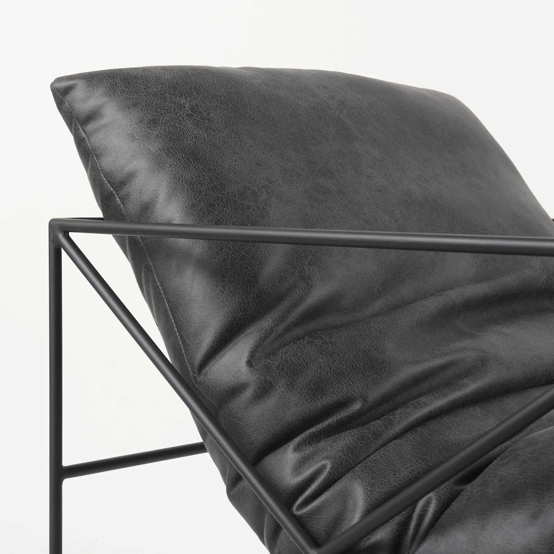 Black Faux Leather Contemporary Metal Chair By Homeroots - Image 7