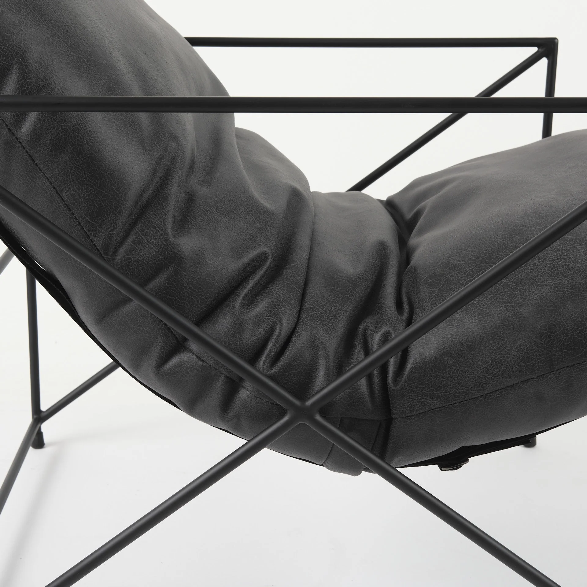 Black Faux Leather Contemporary Metal Chair By Homeroots - Image 8