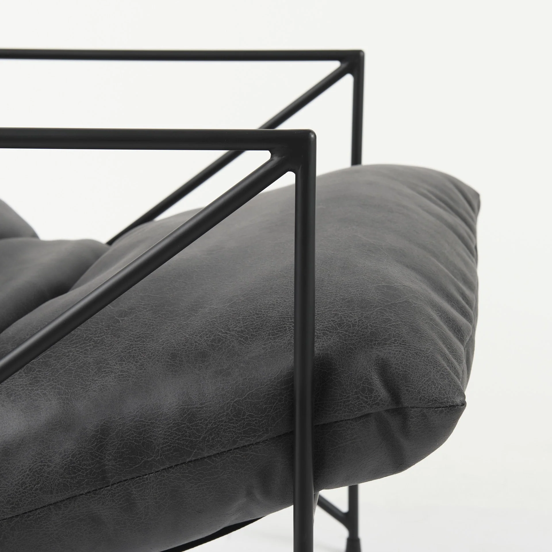 Black Faux Leather Contemporary Metal Chair By Homeroots - Image 9