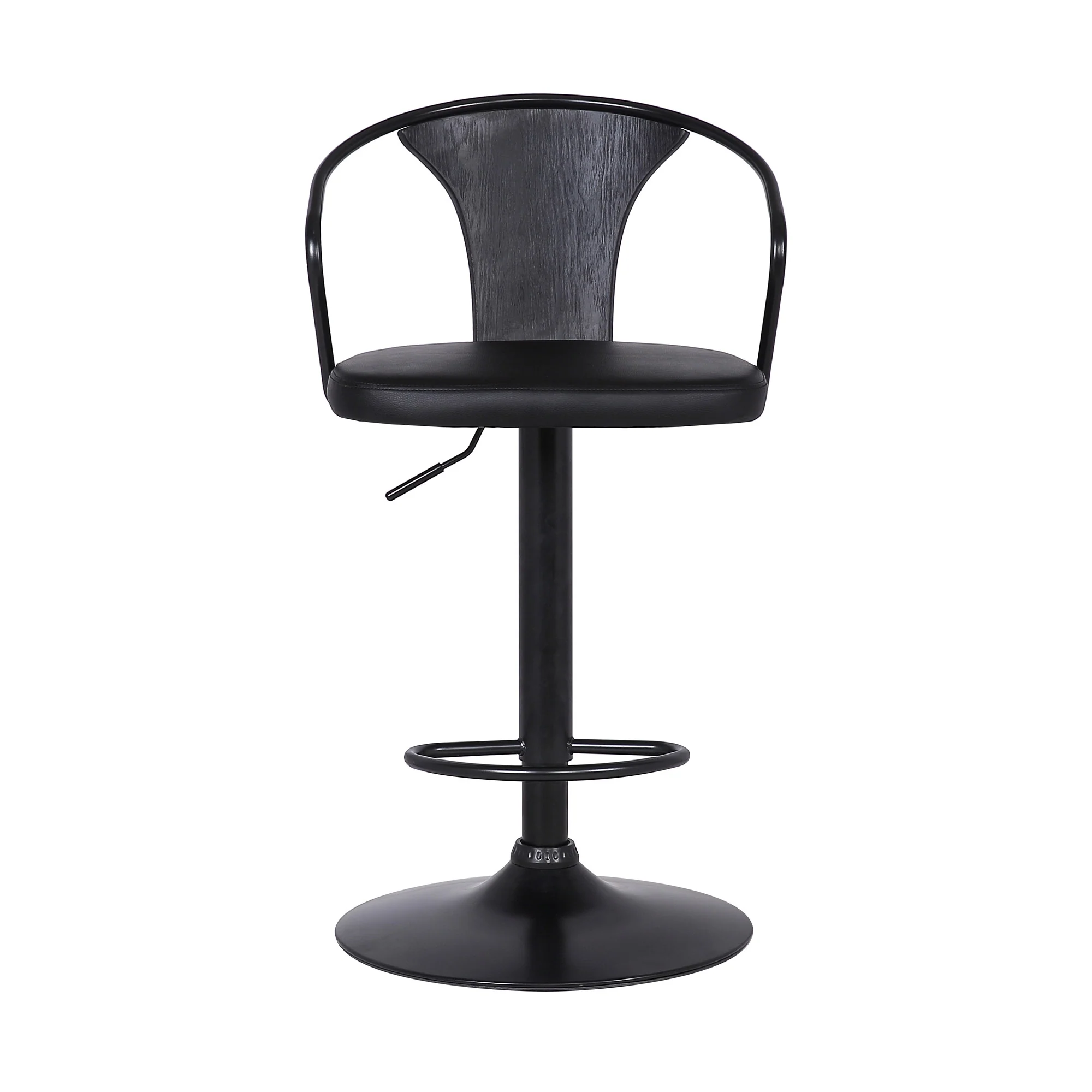 Black Faux Leather & Metal Base Adjustable Bar Stool By Homeroots - Image 3