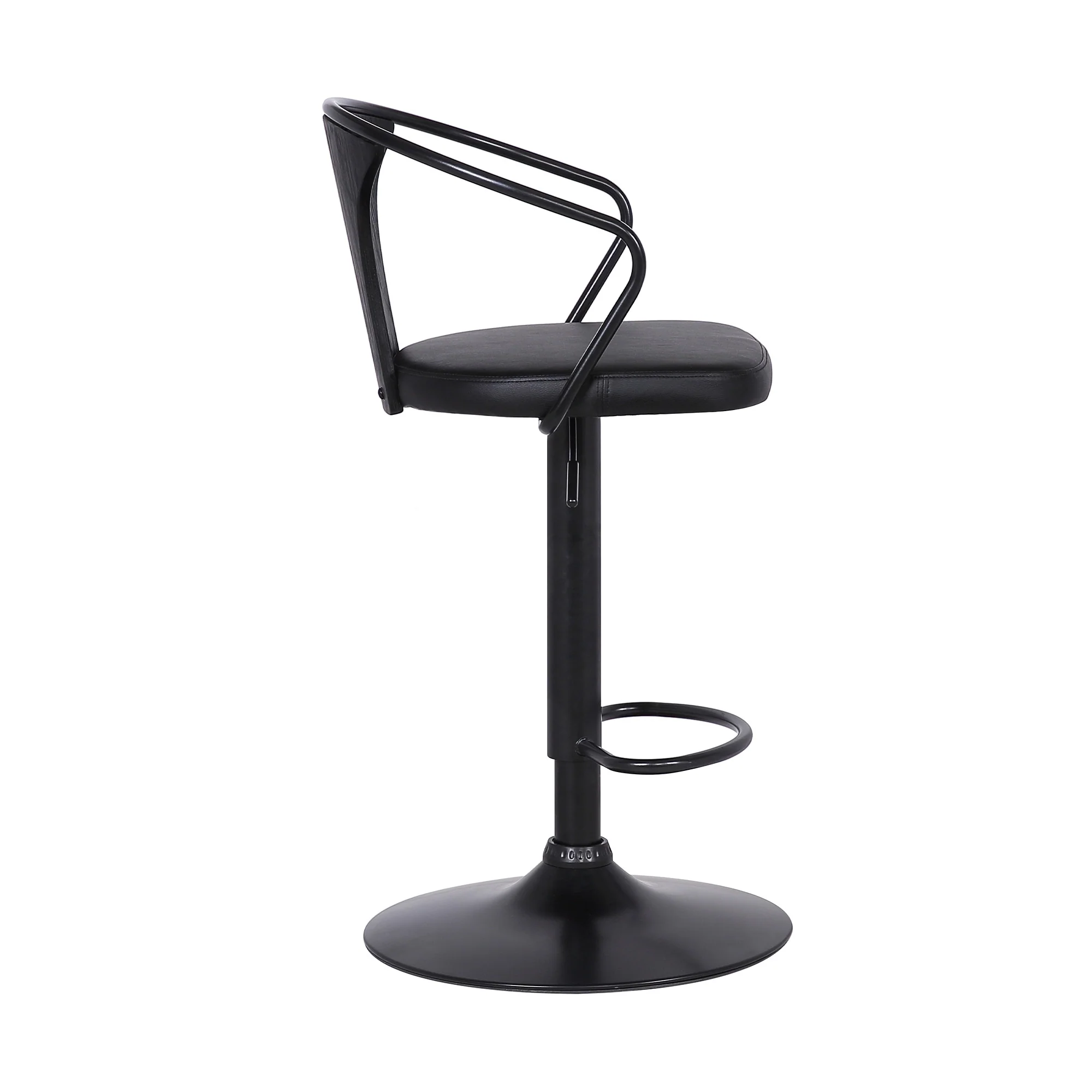 Black Faux Leather & Metal Base Adjustable Bar Stool By Homeroots - Image 4