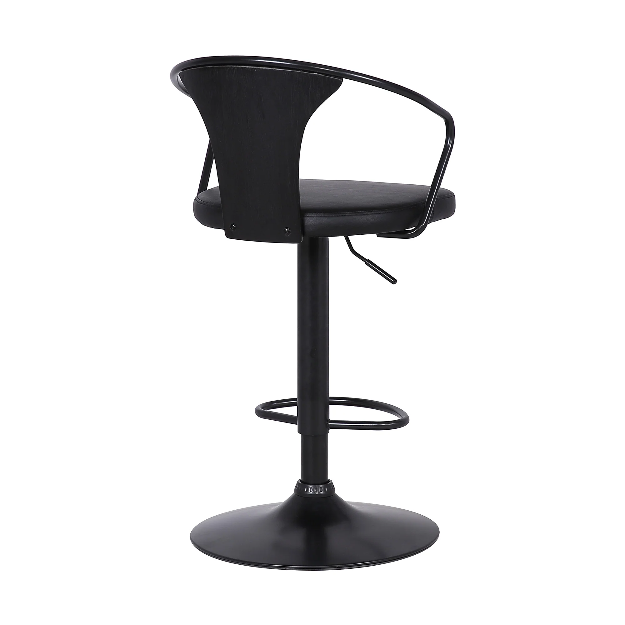 Black Faux Leather & Metal Base Adjustable Bar Stool By Homeroots - Image 5