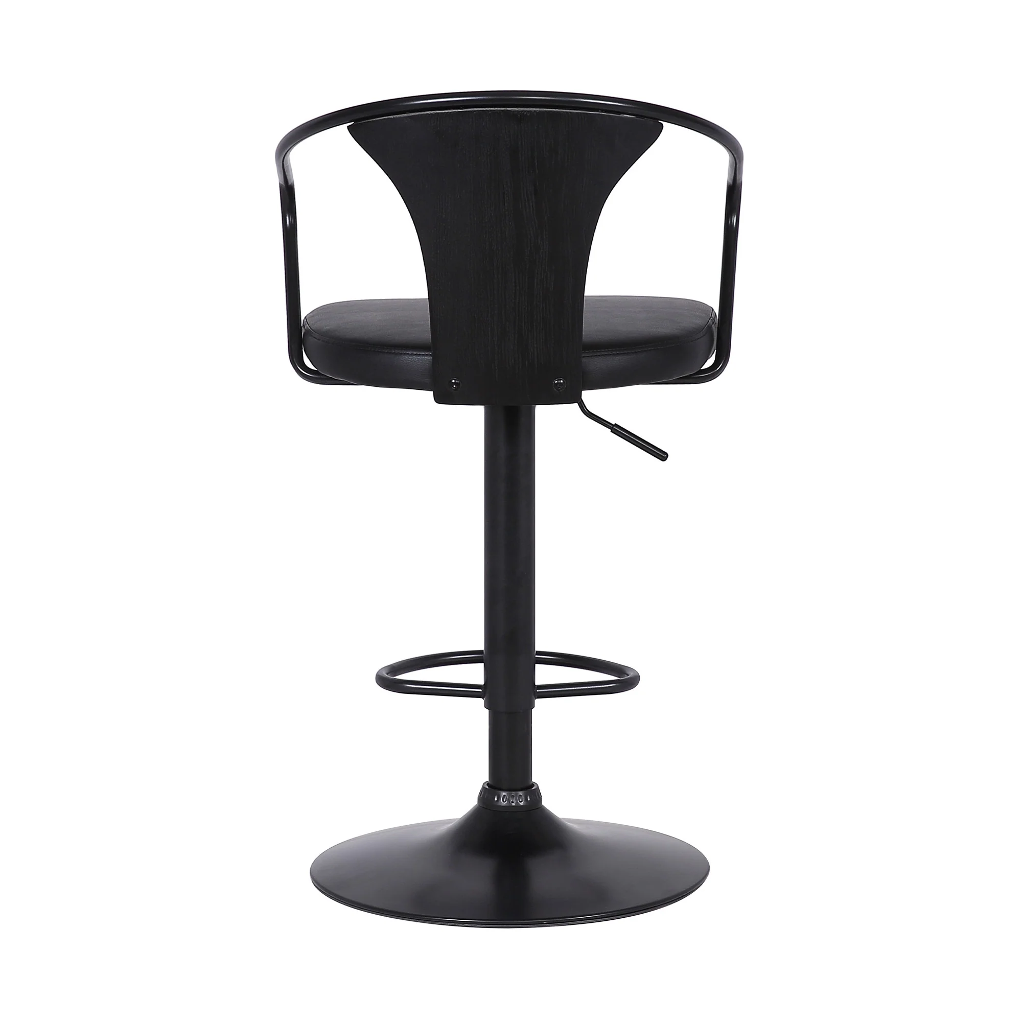 Black Faux Leather & Metal Base Adjustable Bar Stool By Homeroots - Image 6