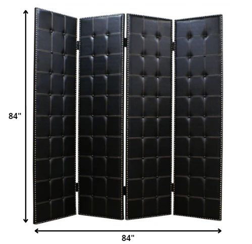 Black Faux leather Screen By Homeroots - 274733 - Image 2