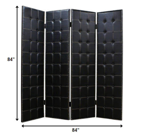 Black Faux leather Screen By Homeroots - 274734 - Image 2