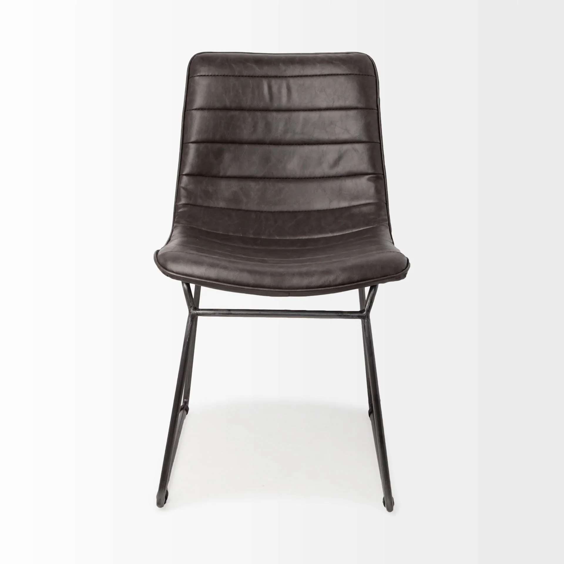 Black Faux Leather Seat With Black Iron Frame Dining Chair By Homeroots - 380421 - Image 2