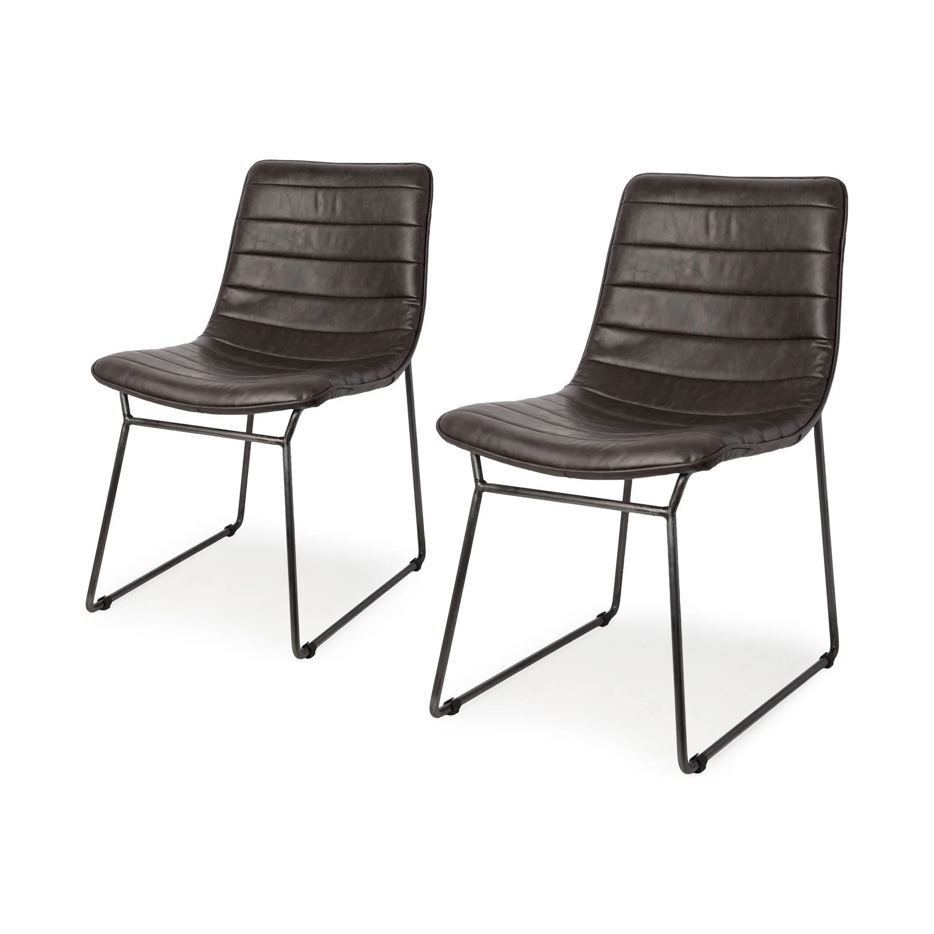Black Faux Leather Seat With Black Iron Frame Dining Chair By Homeroots - 380421 - Image 4