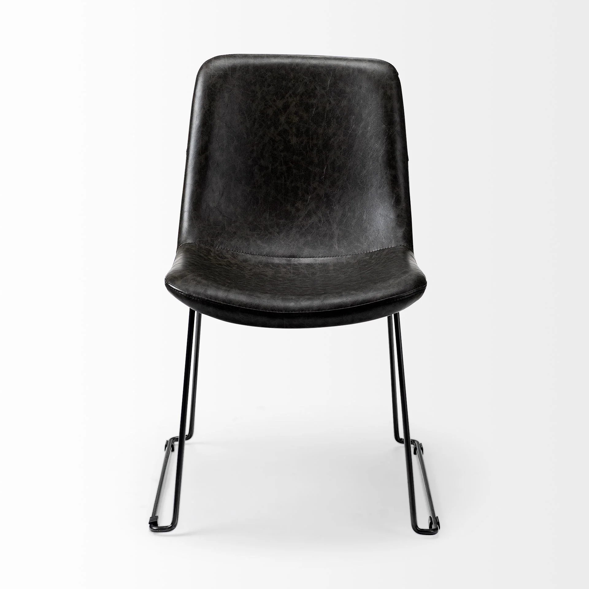 Black Faux Leather Seat With Black Iron Frame Dining Chair By Homeroots - 380429 - Image 2
