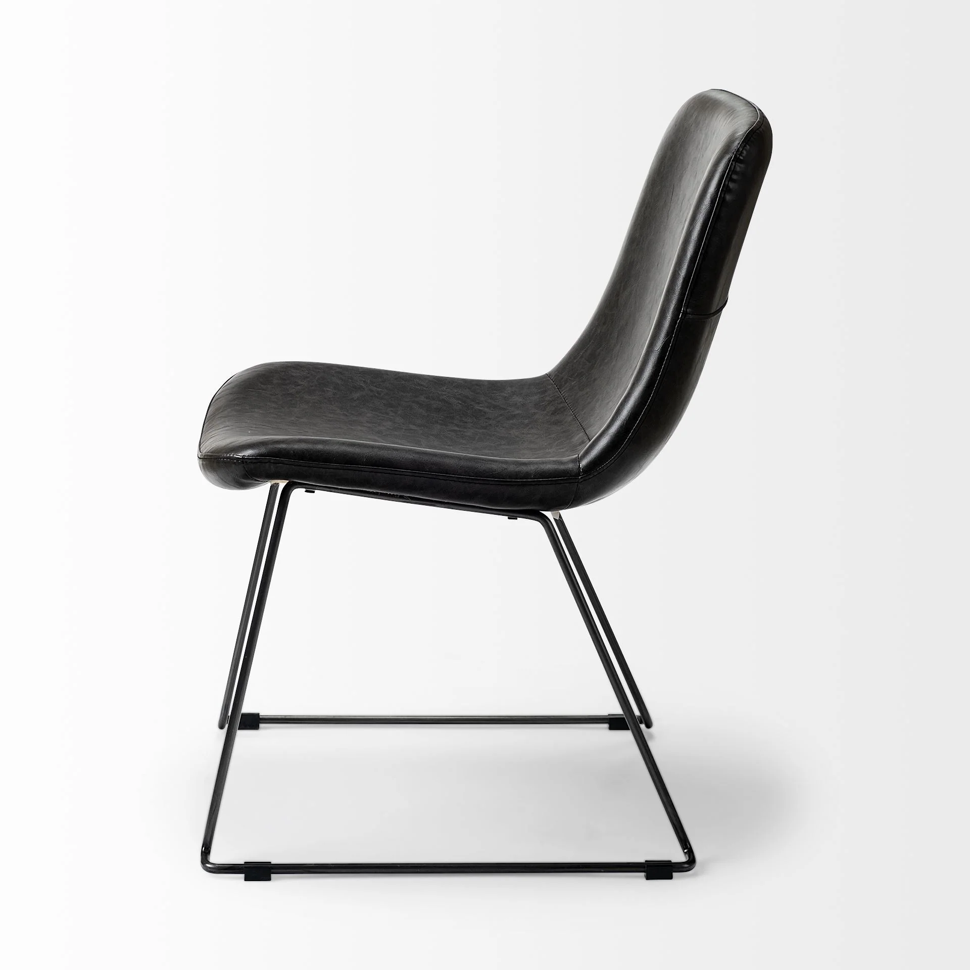 Black Faux Leather Seat With Black Iron Frame Dining Chair By Homeroots - 380429 - Image 3
