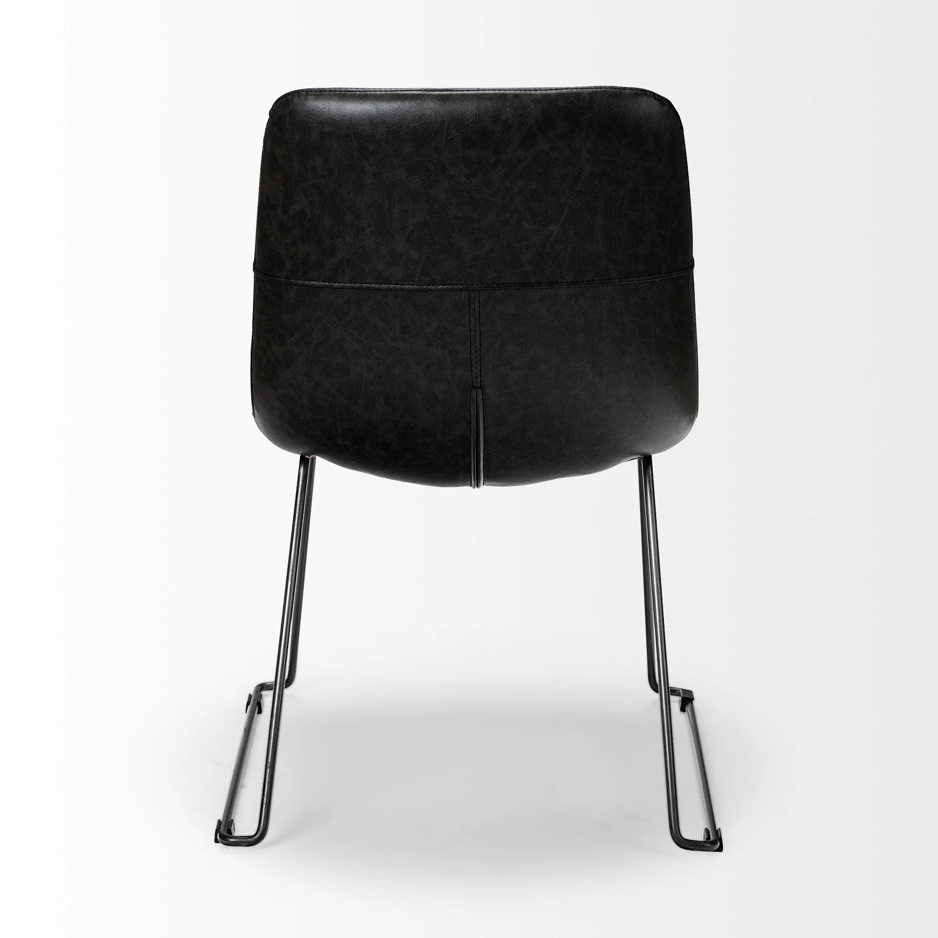 Black Faux Leather Seat With Black Iron Frame Dining Chair By Homeroots - 380429 - Image 4
