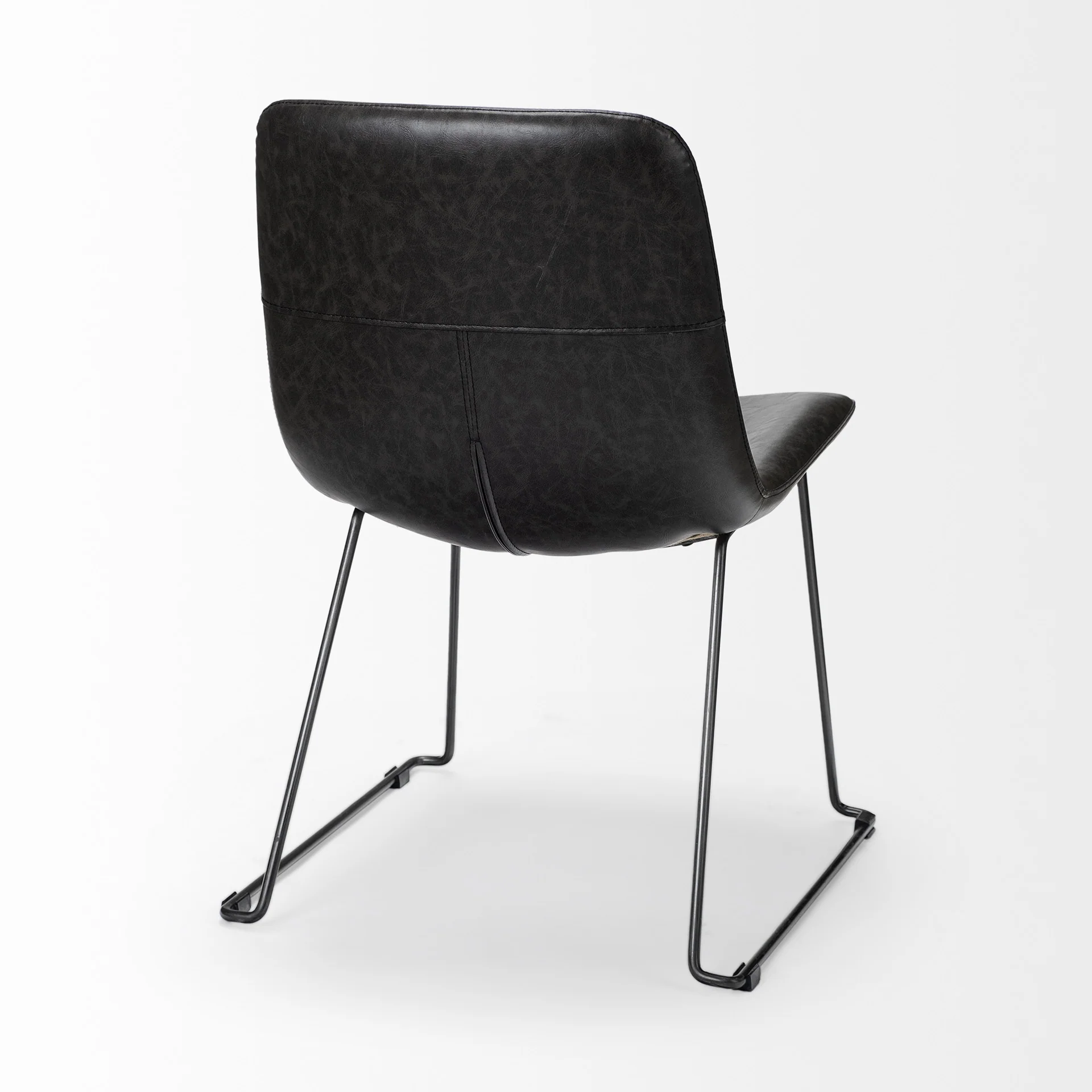 Black Faux Leather Seat With Black Iron Frame Dining Chair By Homeroots - 380429 - Image 5