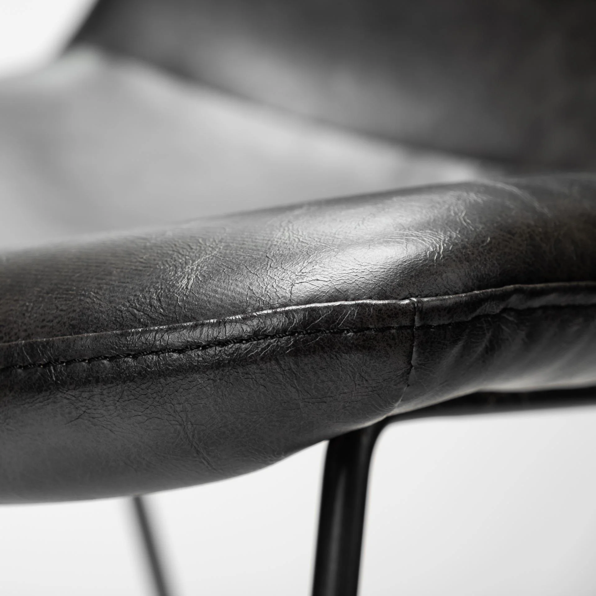 Black Faux Leather Seat With Black Iron Frame Dining Chair By Homeroots - 380429 - Image 6