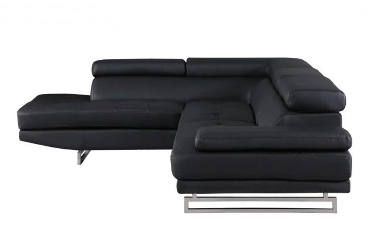 Black Faux Leather Stationary L Shaped Two Piece Sofa And Chaise By Homeroots - Image 7