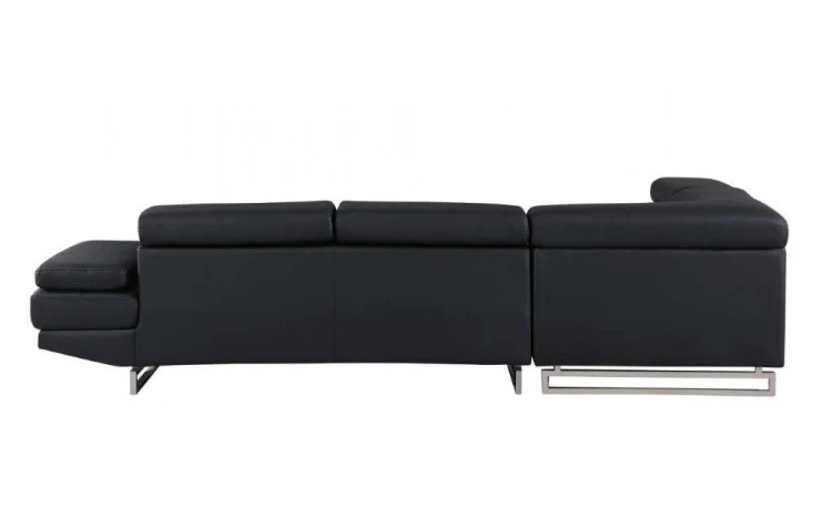 Black Faux Leather Stationary L Shaped Two Piece Sofa And Chaise By Homeroots - Image 8