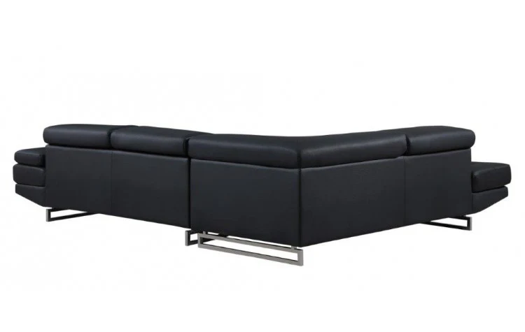 Black Faux Leather Stationary L Shaped Two Piece Sofa And Chaise By Homeroots - Image 9