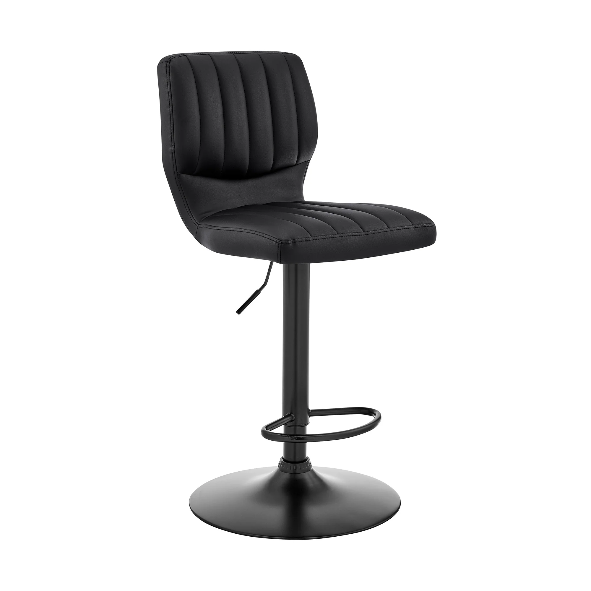 Black Faux Leather Textured Adjustable Bar Stool By Homeroots - Image 2