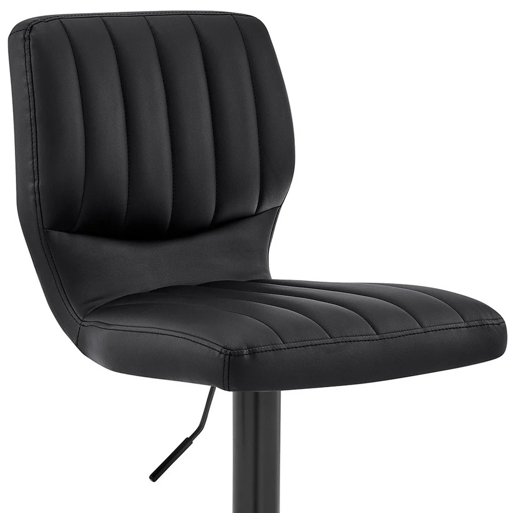 Black Faux Leather Textured Adjustable Bar Stool By Homeroots - Image 3