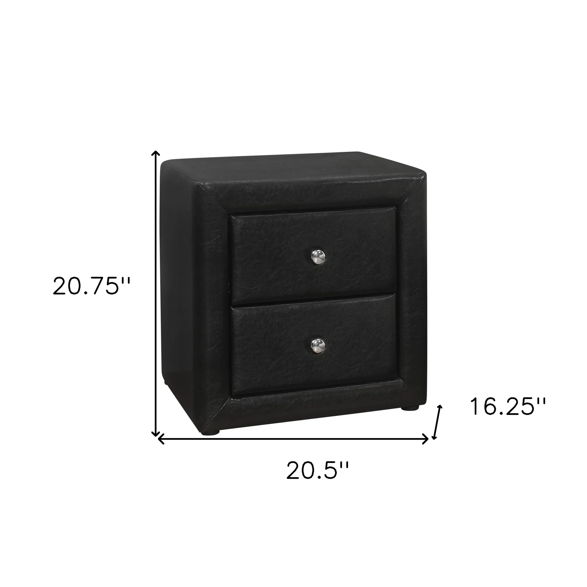 Black Faux Leather Two Drawer Nightstand By Homeroots - Image 5