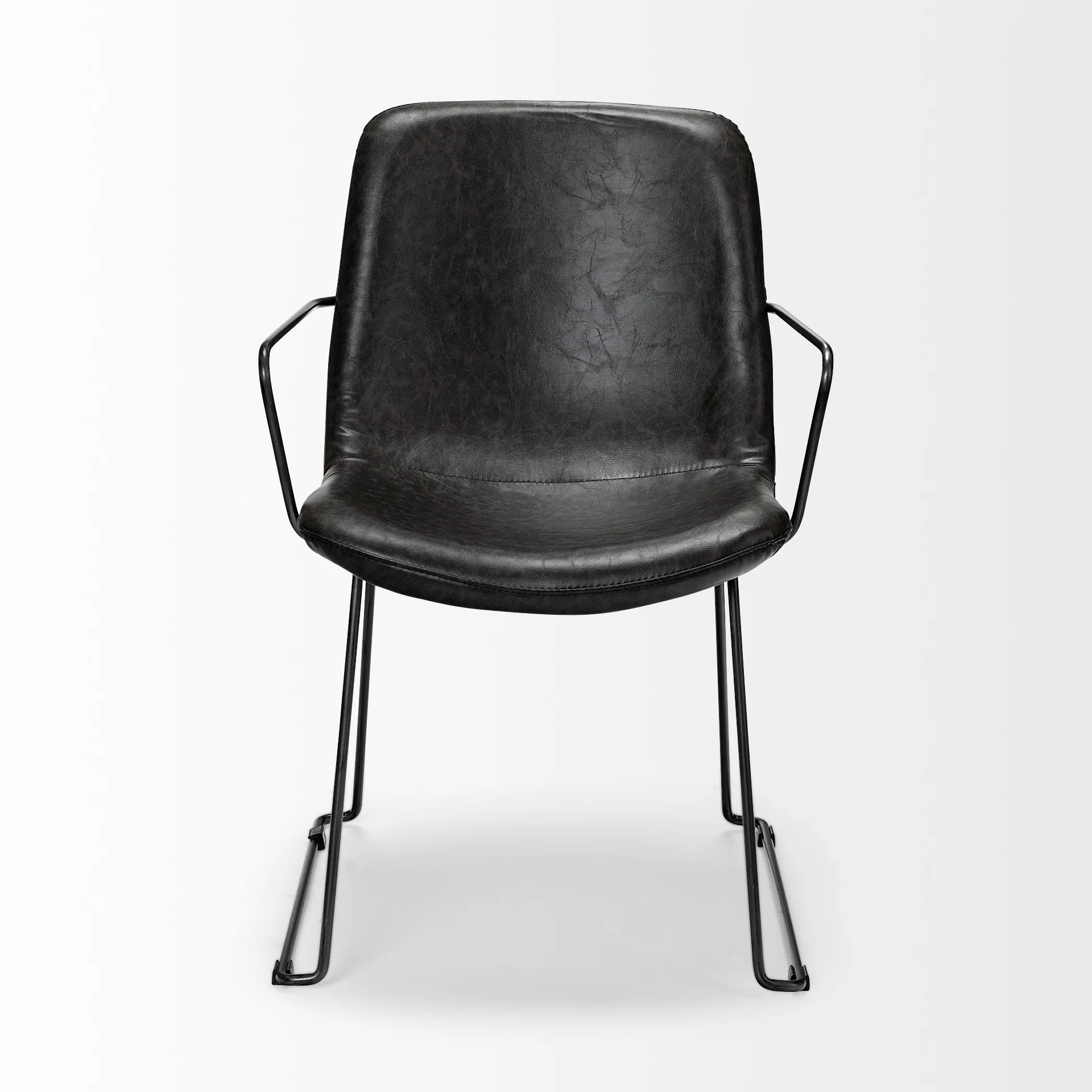 Black Faux Leather With Seat Black Iron Frame Dining Chair By Homeroots - Image 2