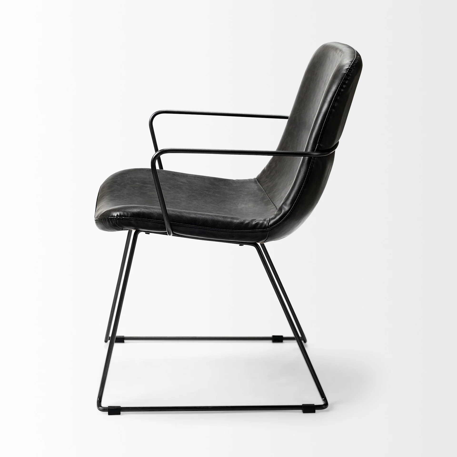 Black Faux Leather With Seat Black Iron Frame Dining Chair By Homeroots - Image 3