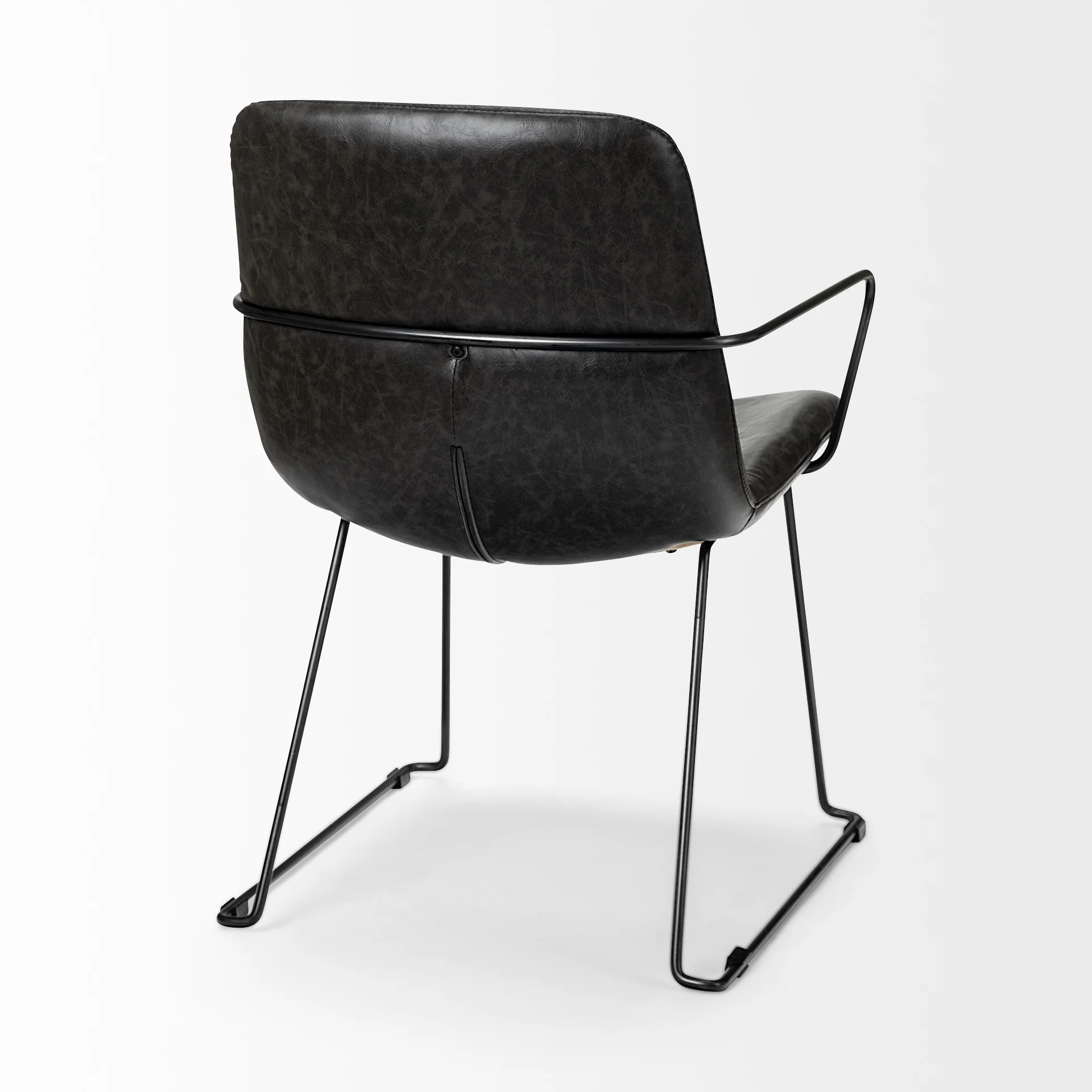Black Faux Leather With Seat Black Iron Frame Dining Chair By Homeroots - Image 5