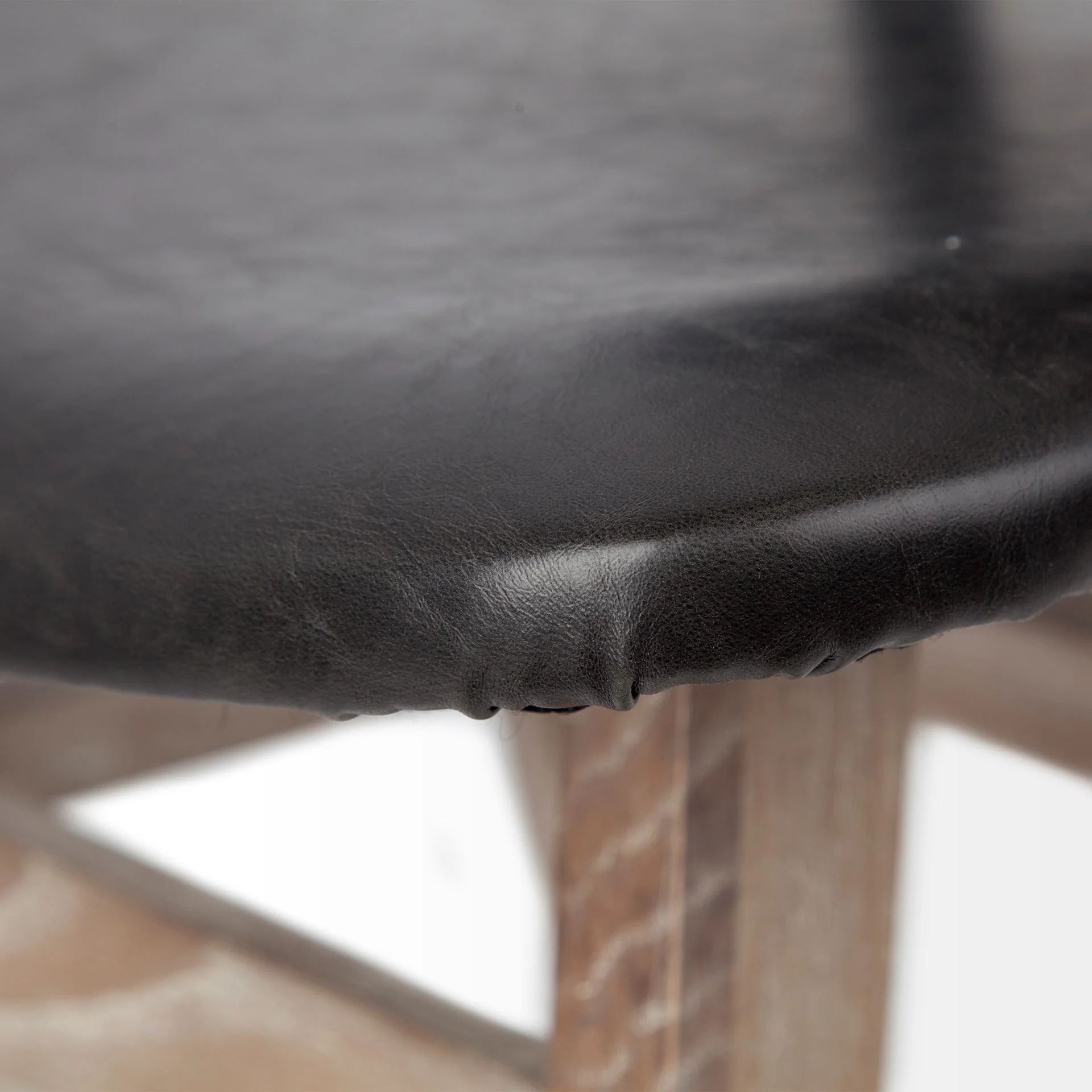 Black Faux Leather Wrap Brown Solid Wood With Iron Base Dining Chair By Homeroots - Image 6