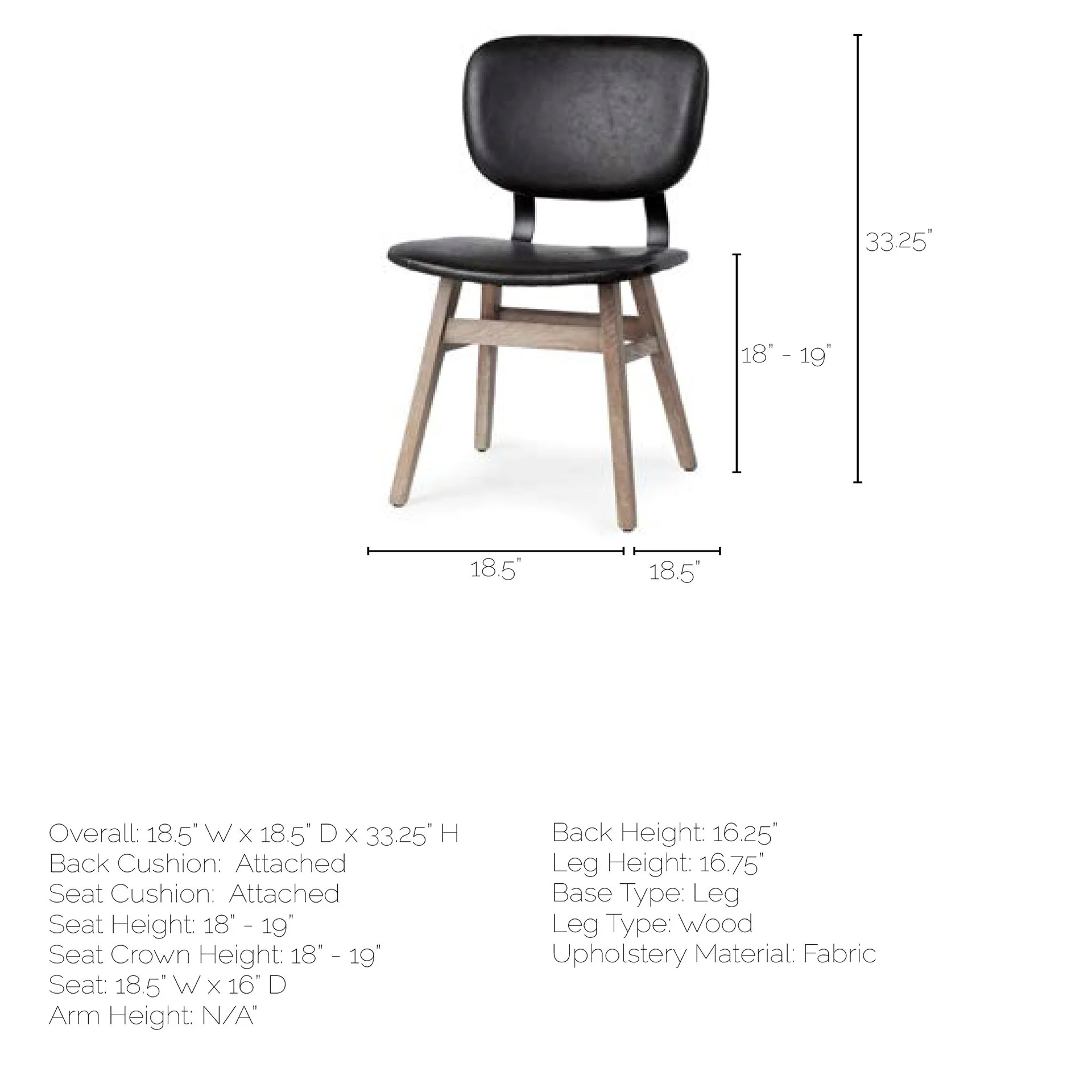 Black Faux Leather Wrap Brown Solid Wood With Iron Base Dining Chair By Homeroots - Image 8