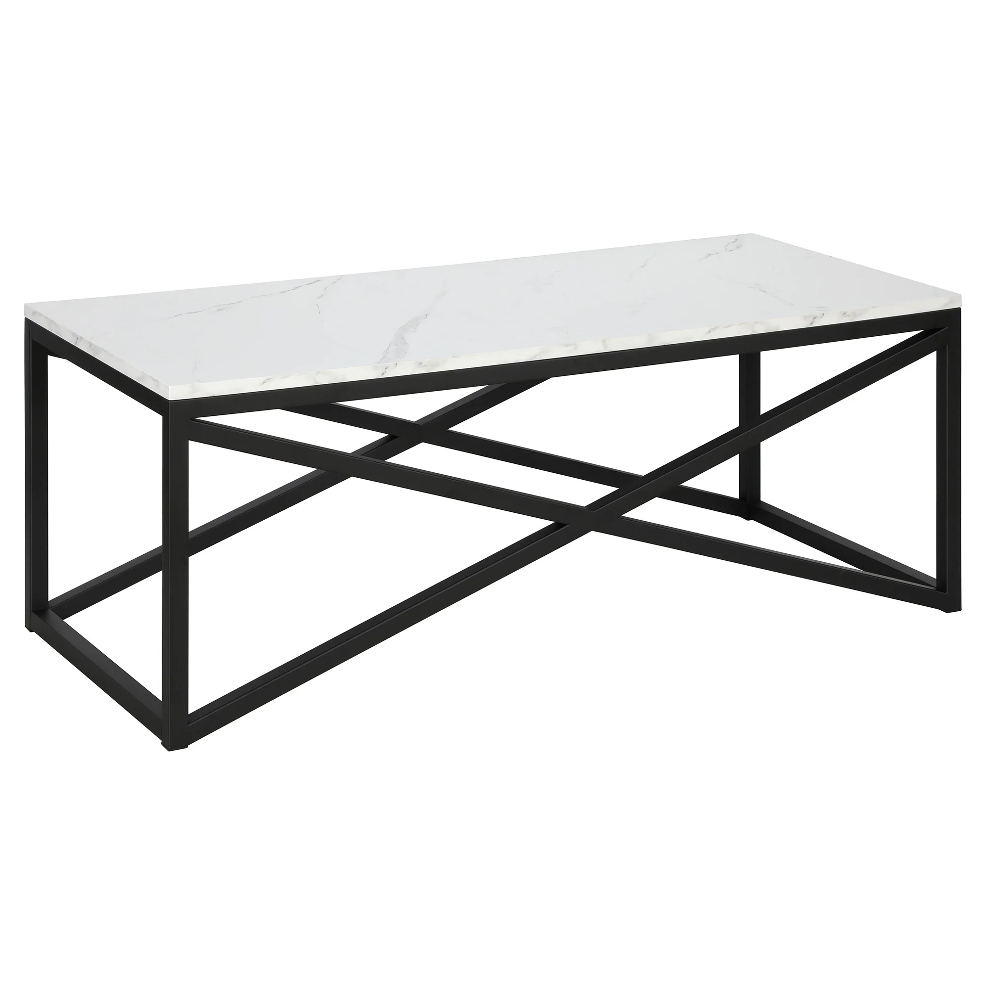Black Faux Marble And Steel Coffee Table By Homeroots - Image 2