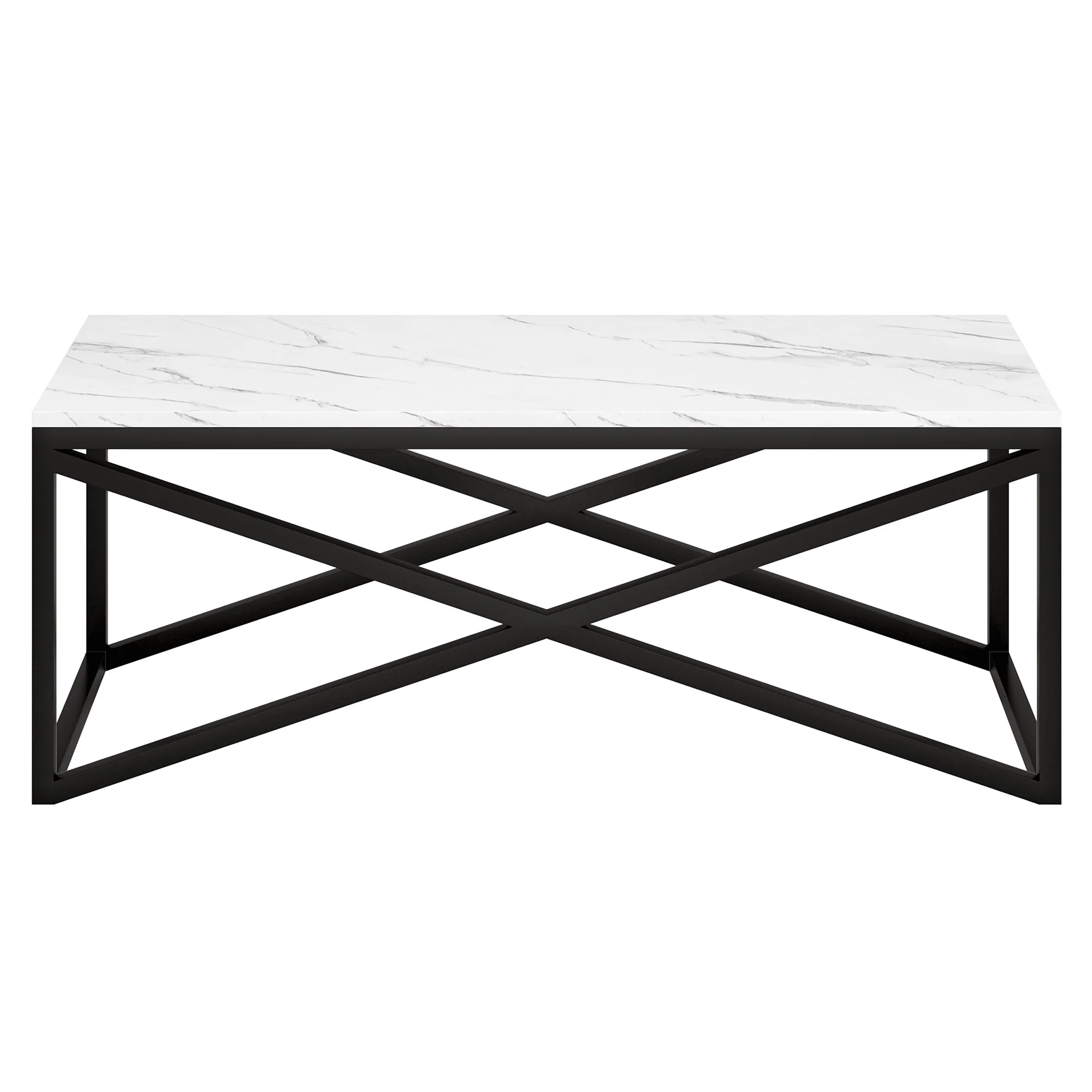 Black Faux Marble And Steel Coffee Table By Homeroots - Image 3