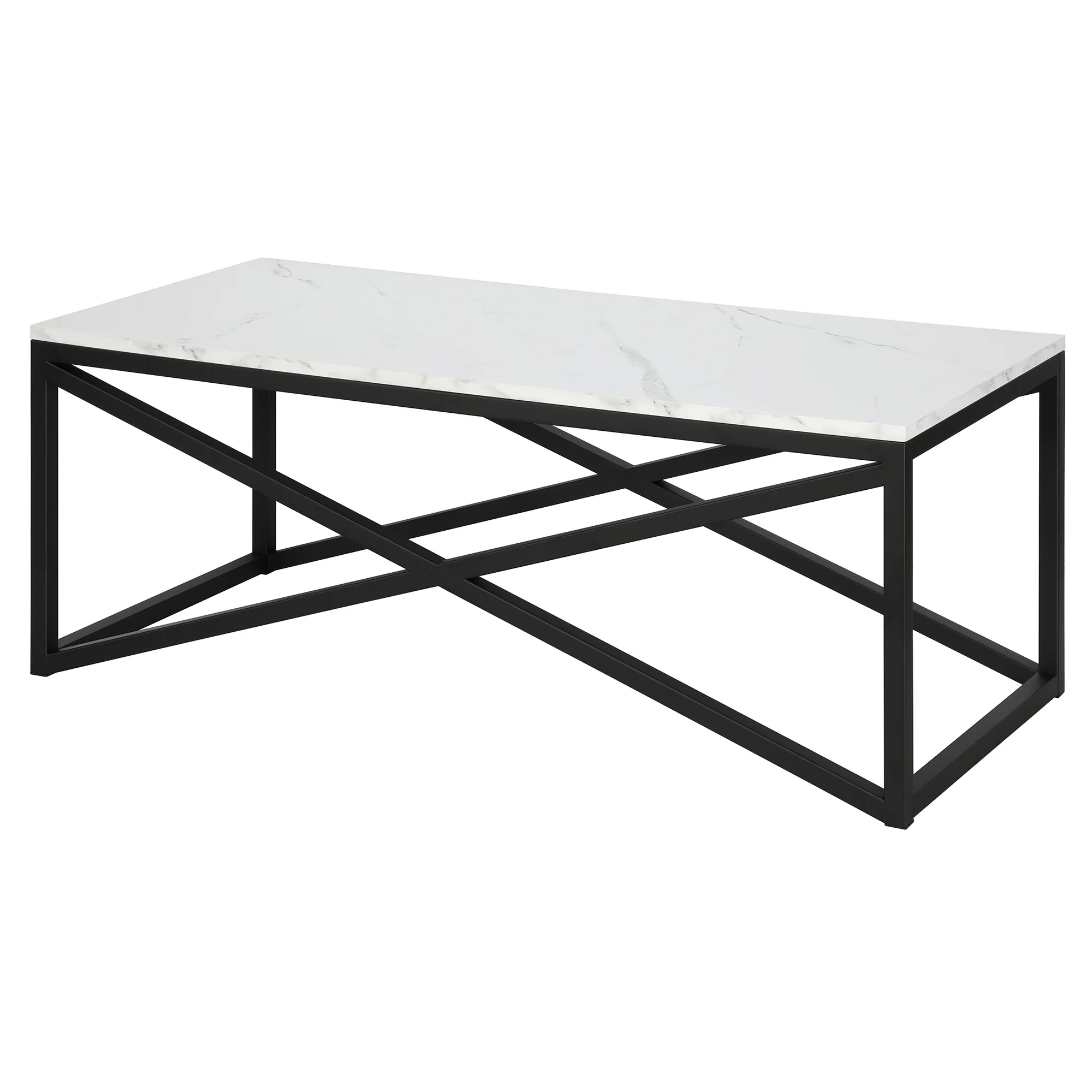 Black Faux Marble And Steel Coffee Table By Homeroots - Image 4
