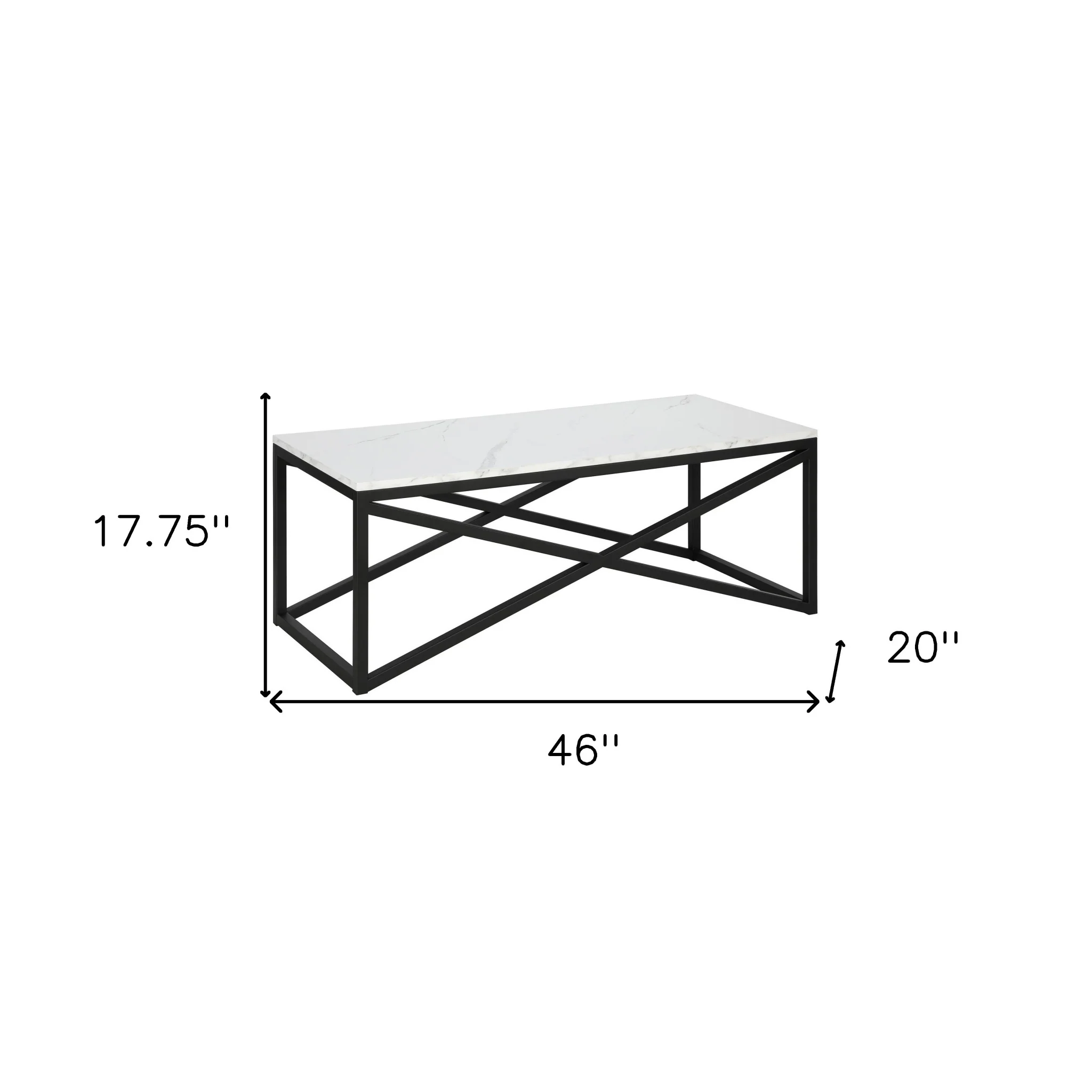 Black Faux Marble And Steel Coffee Table By Homeroots - Image 8