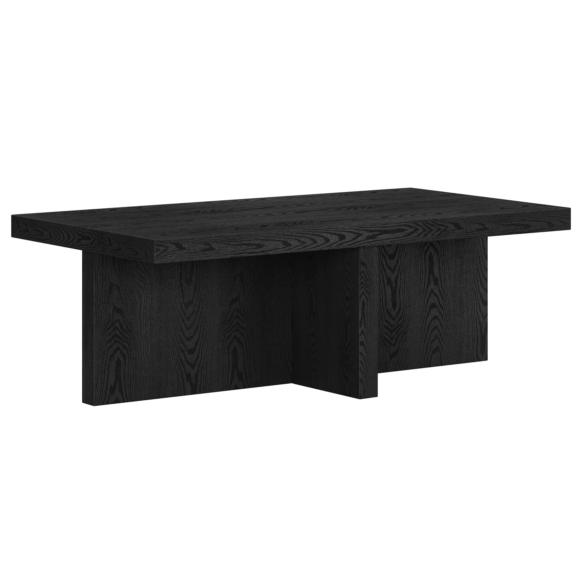 Black Faux Wood Grain Wide Coffee Table By Homeroots - Image 2