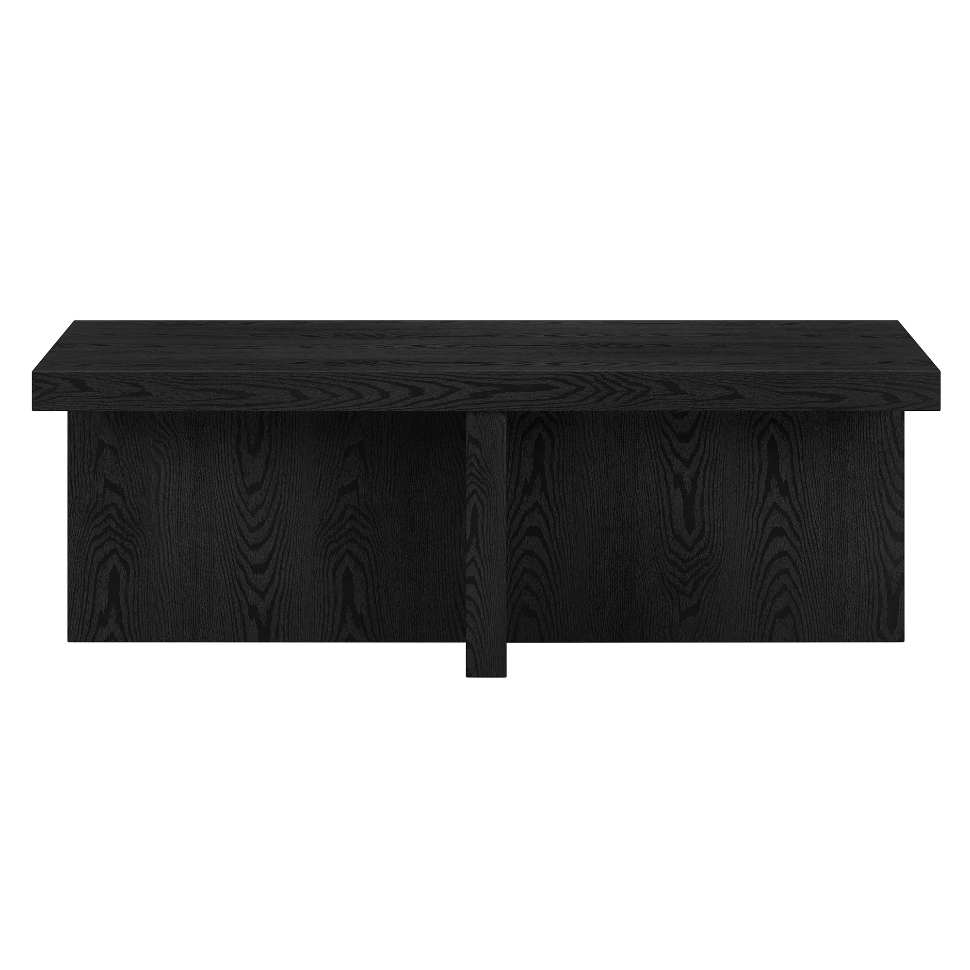 Black Faux Wood Grain Wide Coffee Table By Homeroots - Image 3