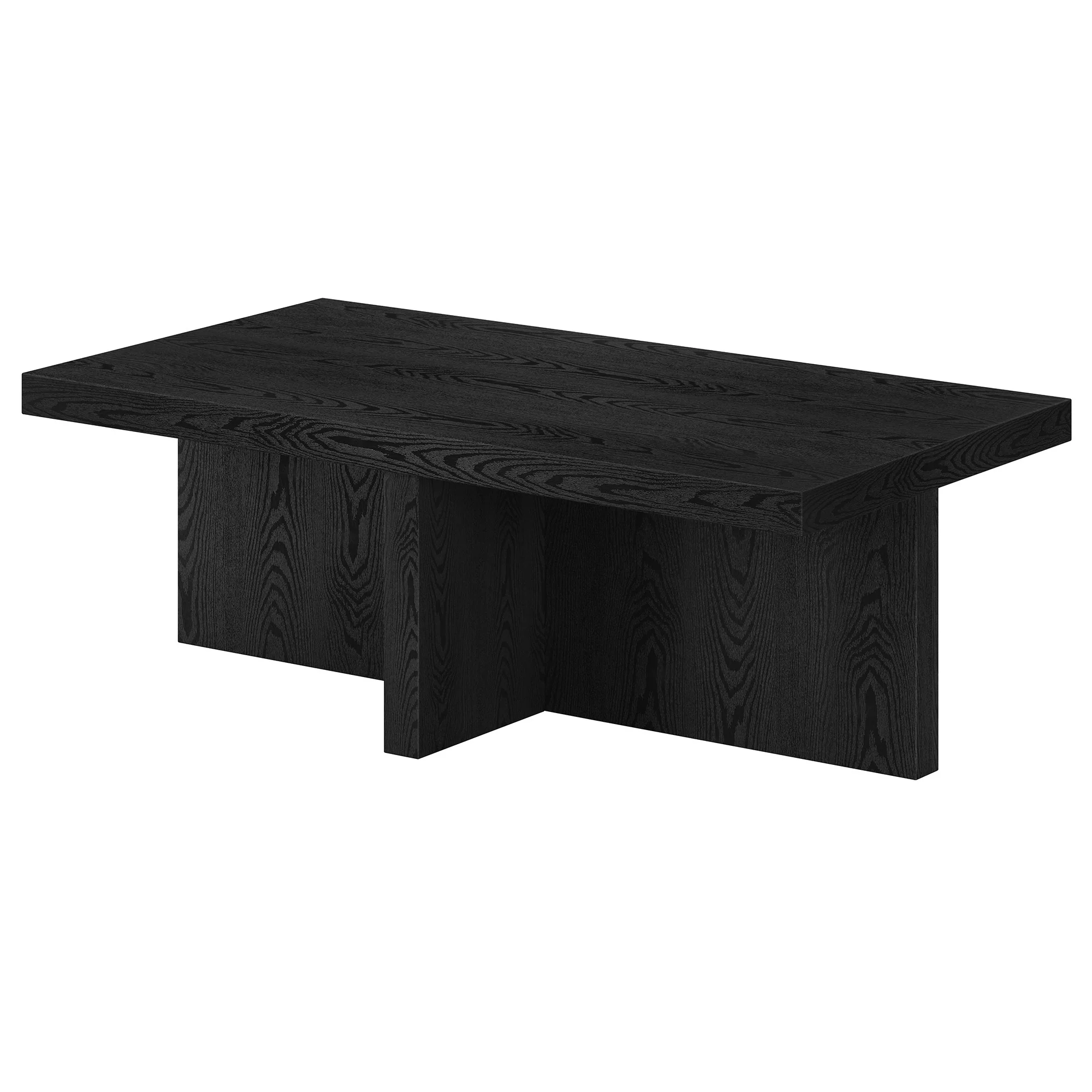 Black Faux Wood Grain Wide Coffee Table By Homeroots - Image 4
