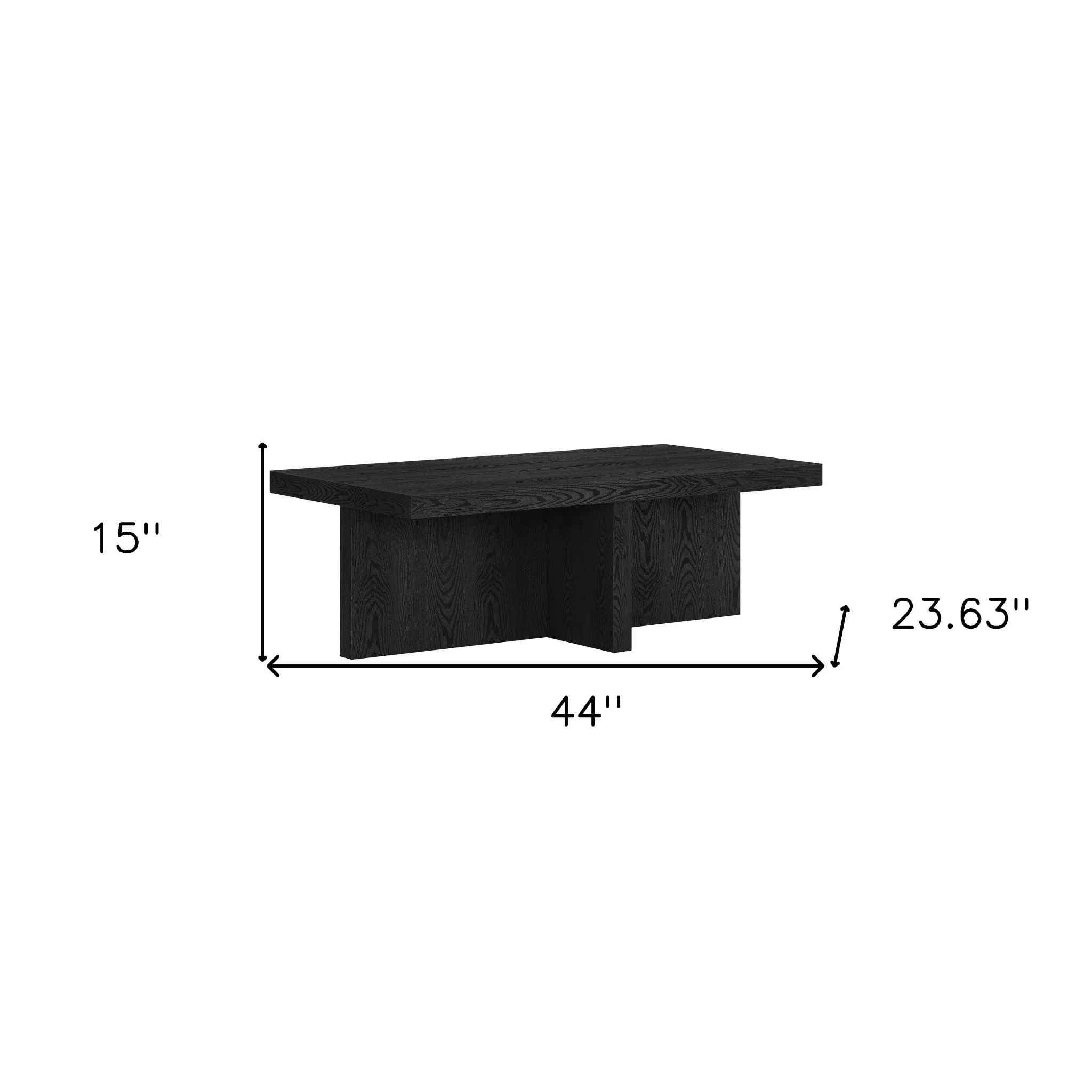 Black Faux Wood Grain Wide Coffee Table By Homeroots - Image 7