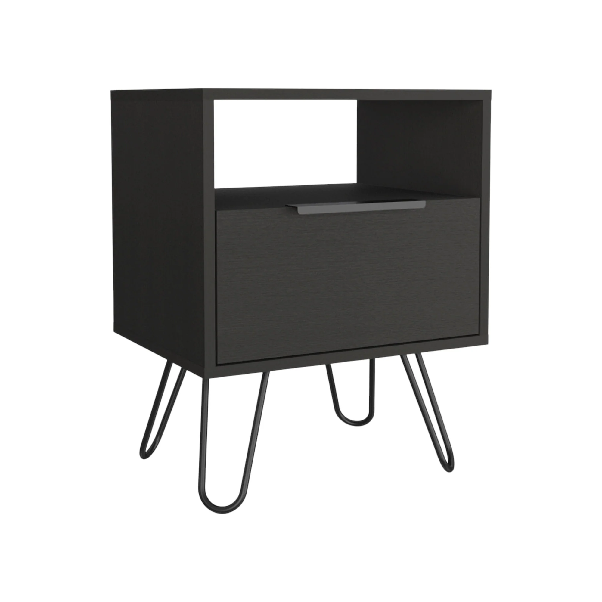 Black Faux Wood Nightstand With Storage By Homeroots - Image 2