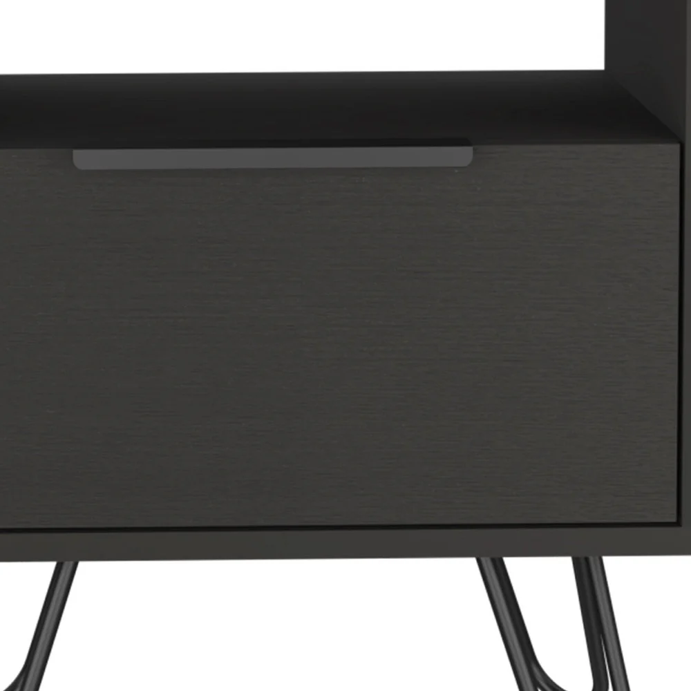 Black Faux Wood Nightstand With Storage By Homeroots - Image 3